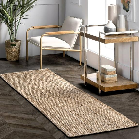 nuLOOM Rigo Hand Woven Farmhouse Jute Runner Rug, 2' 6" x 16', Natural