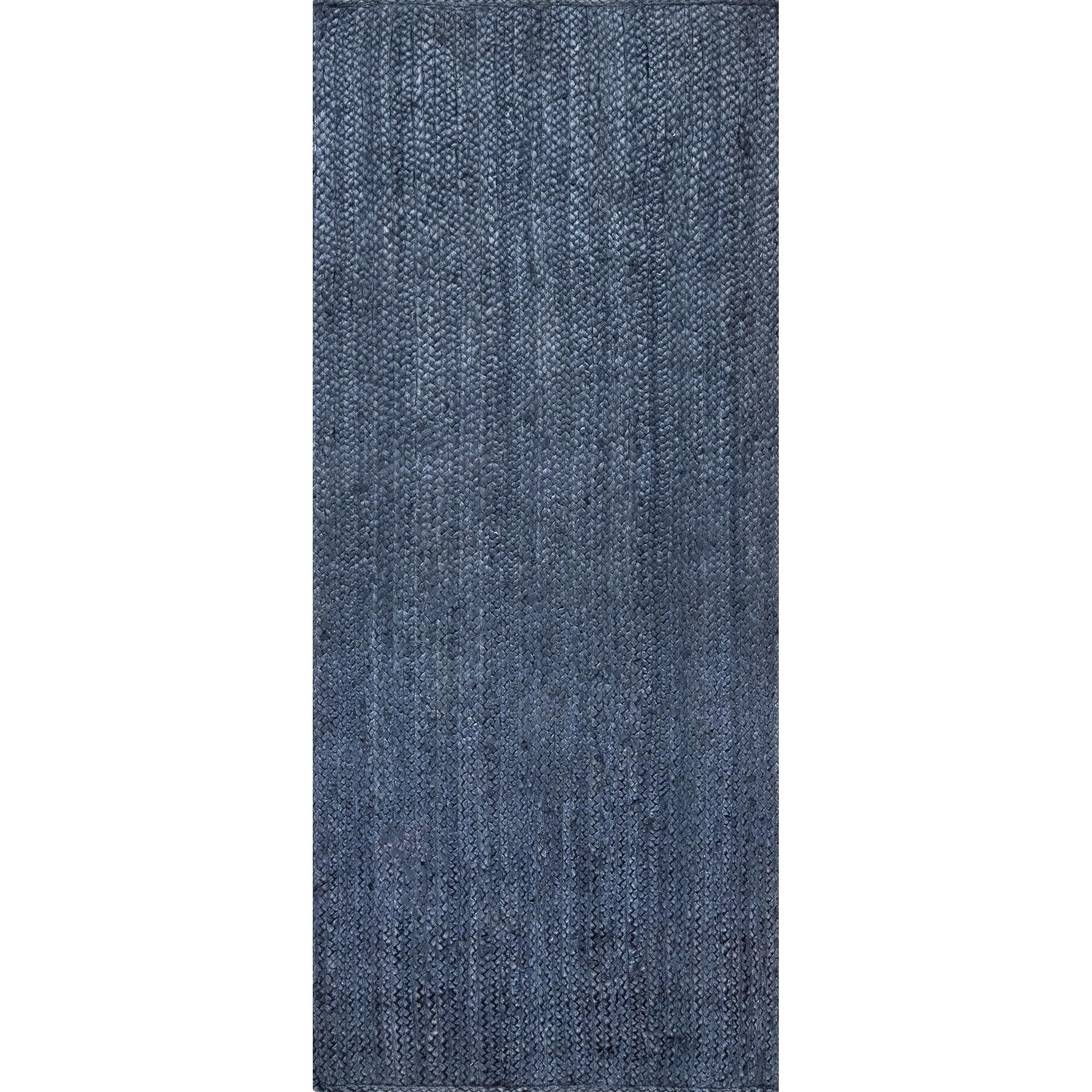 nuLOOM Rigo Hand Woven Jute Navy 2' 6" x 6' Farmhouse Runner Rug