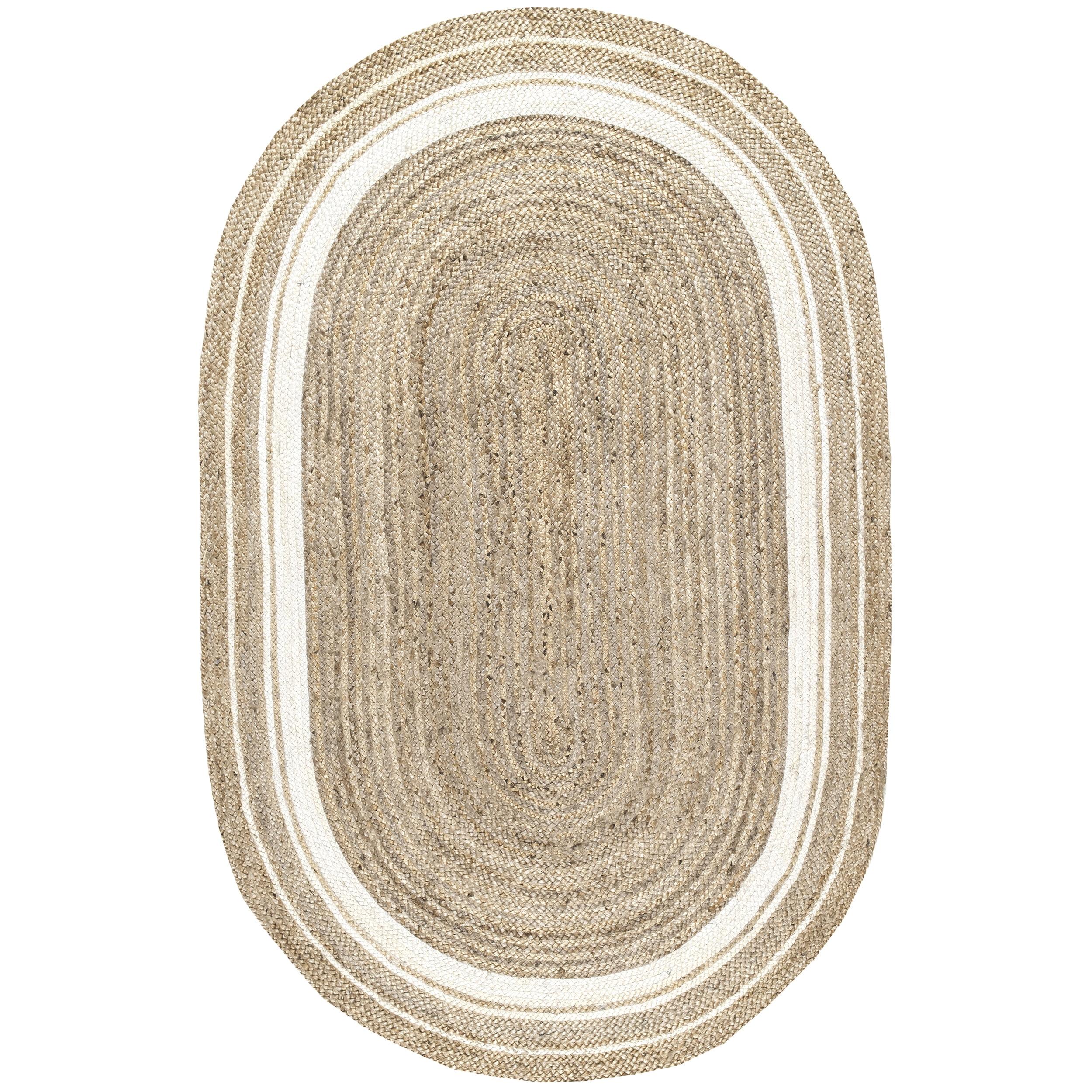 nuLOOM Rikki Coastal Braided Jute Area Rug, Oval 3' x 5', Off White