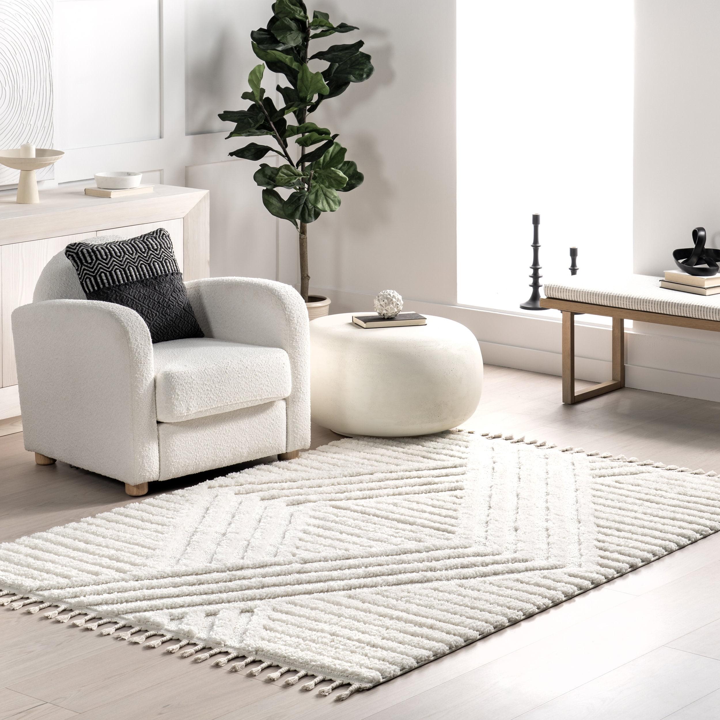 Nuloom Risette Solid 3x5 Accent Shag Indoor Area Rug for Living Room Bedroom Dining Room Nursery Entryway, Ivory
