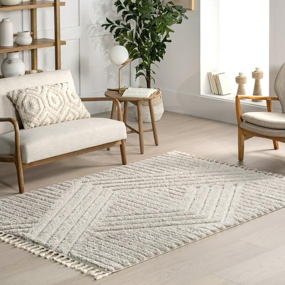 Nuloom Risette Solid 5x8 Shag Indoor Area Rug for Living Room Bedroom Dining Room Nursery, Beige