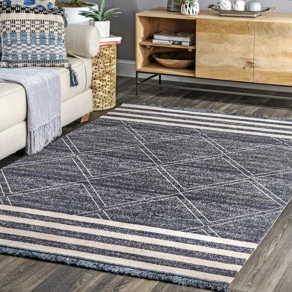 Nuloom Roberge Trellis 3x5 Indoor/Outdoor Accent Rug for Living Room Patio Deck Front Porch Entryway Kitchen, Navy/Ivory