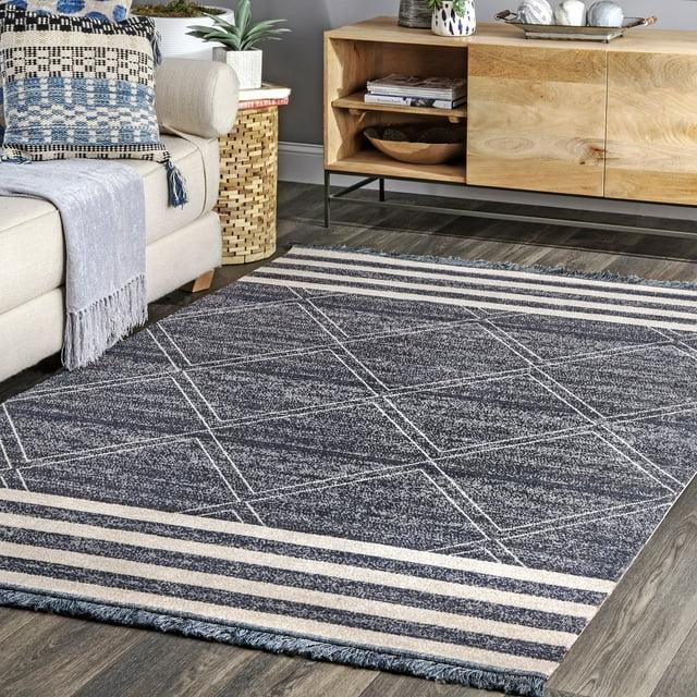 Nuloom Roberge Trellis 3x5 Indoor/Outdoor Accent Rug for Living Room Patio Deck Front Porch Entryway Kitchen, Navy/Ivory