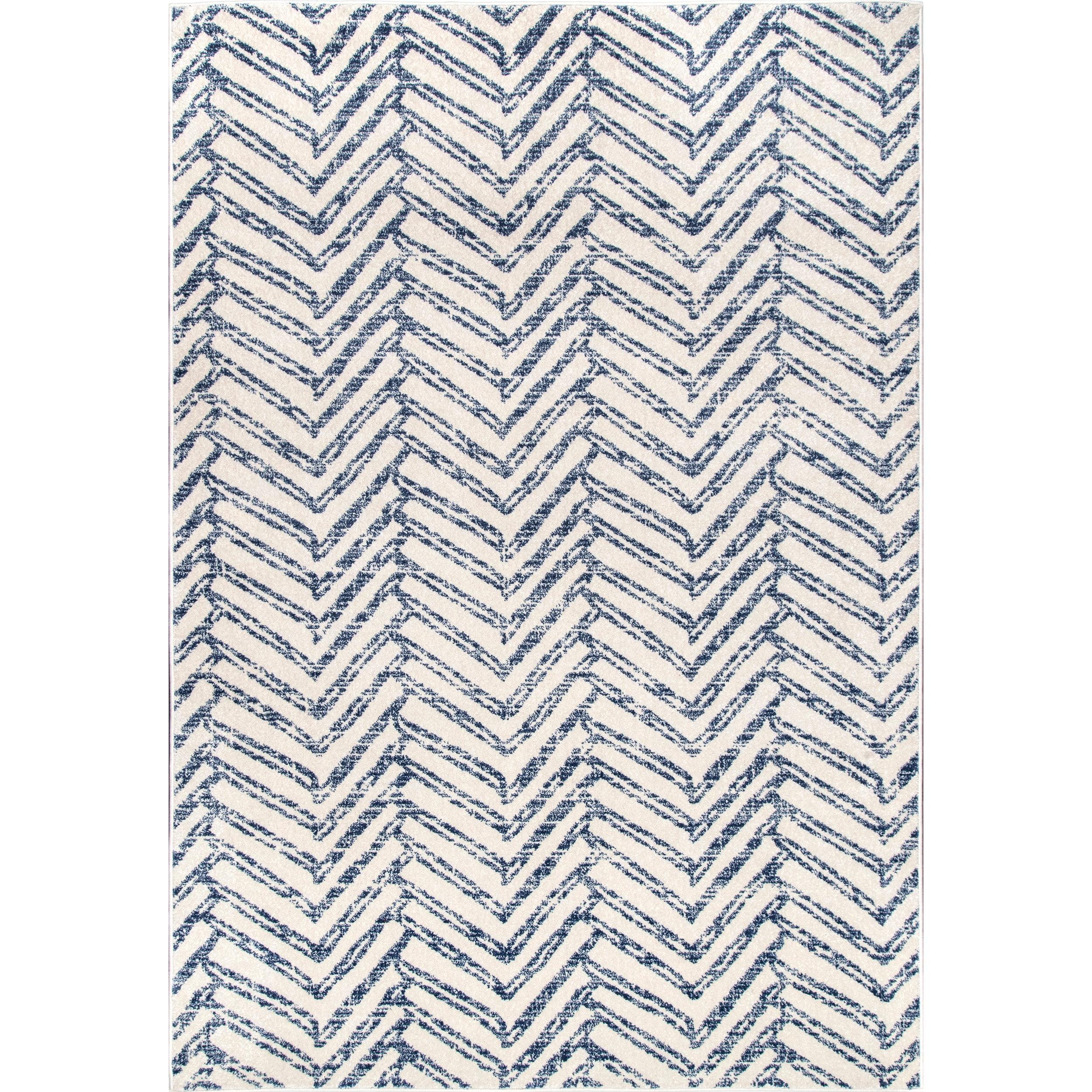 Nuloom Rosanne Chevron 4x6 Indoor Area Rug for Living Room Bedroom Dining Room Kitchen, Blue/Ivory