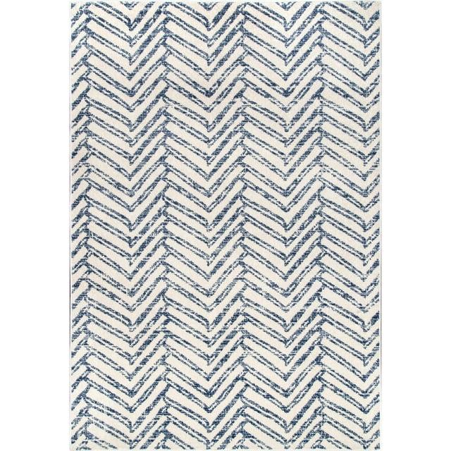 Nuloom Rosanne Chevron 4x6 Indoor Area Rug for Living Room Bedroom Dining Room Kitchen, Blue/Ivory