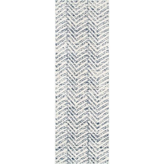Nuloom Rosanne Chevron 2x12 Runner Indoor Area Rug for Living Room Bedroom Dining Room Entryway Hallway Kitchen, Blue/Ivory