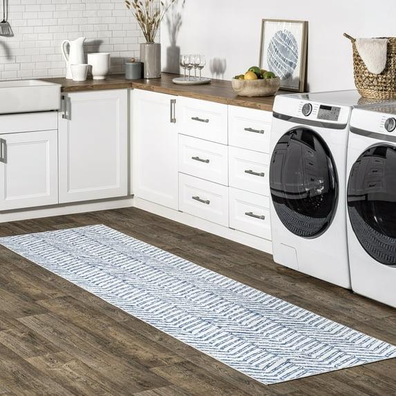 Nuloom Rosanne Pet Friendly Machine Washable Geometric Area Rug, Runner 2' 6" x 8', Blue