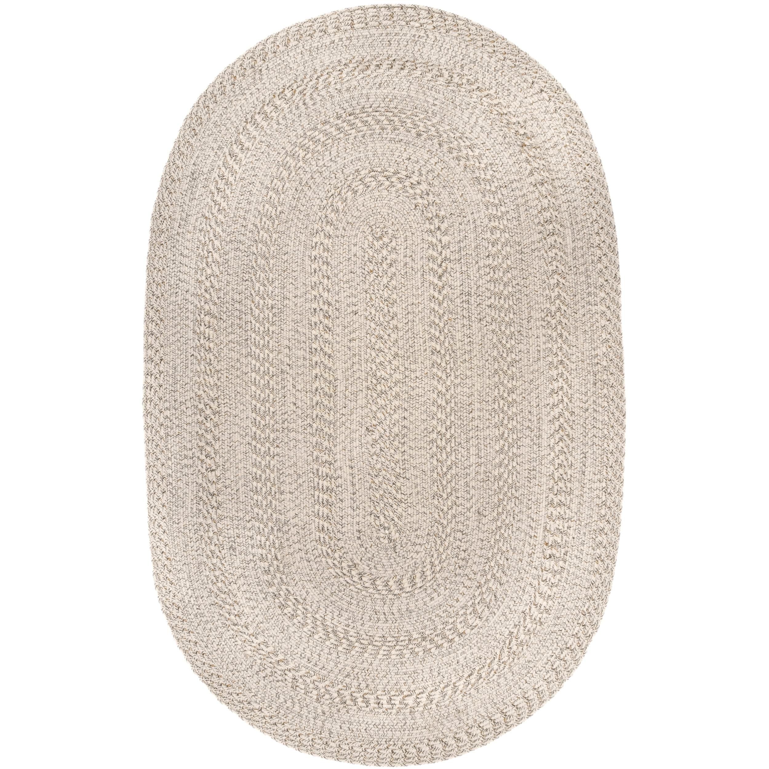 Handmade Ivory Braided 8' x 10' Oval Synthetic Indoor/Outdoor Rug