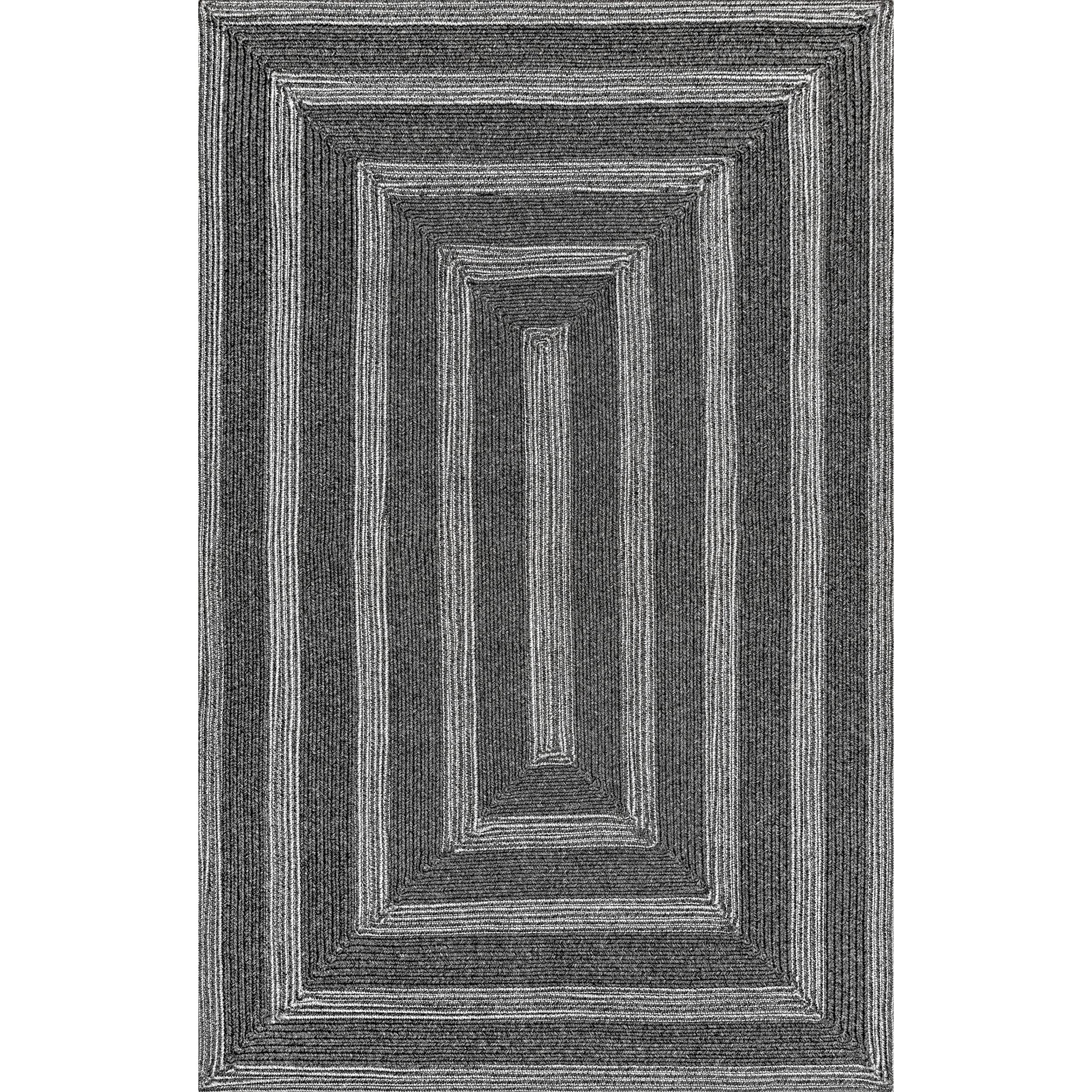 Charcoal Geometric Braided Synthetic Area Rug, 52" x 24"