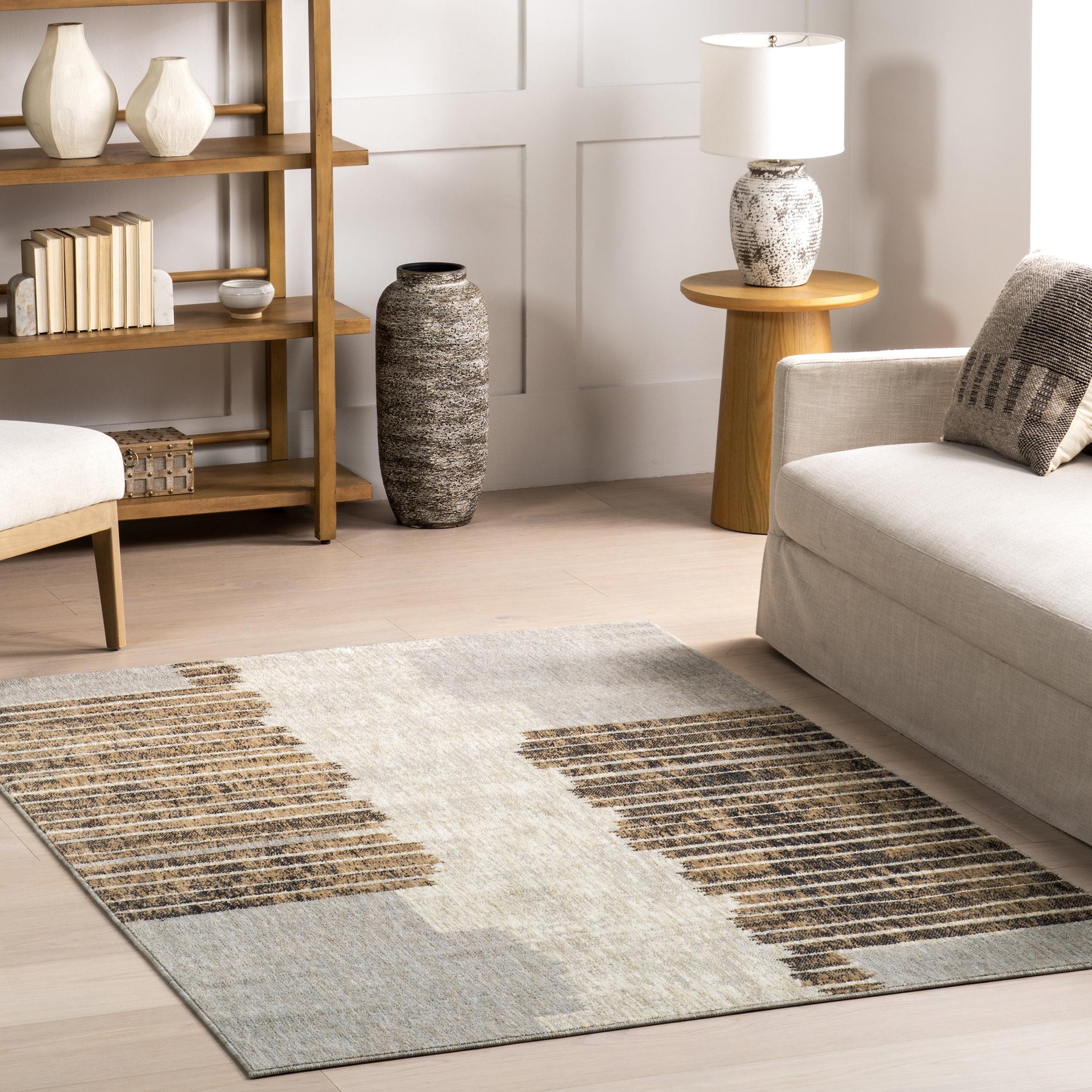 Sarahi 4' x 6' Light Brown Abstract Synthetic Area Rug