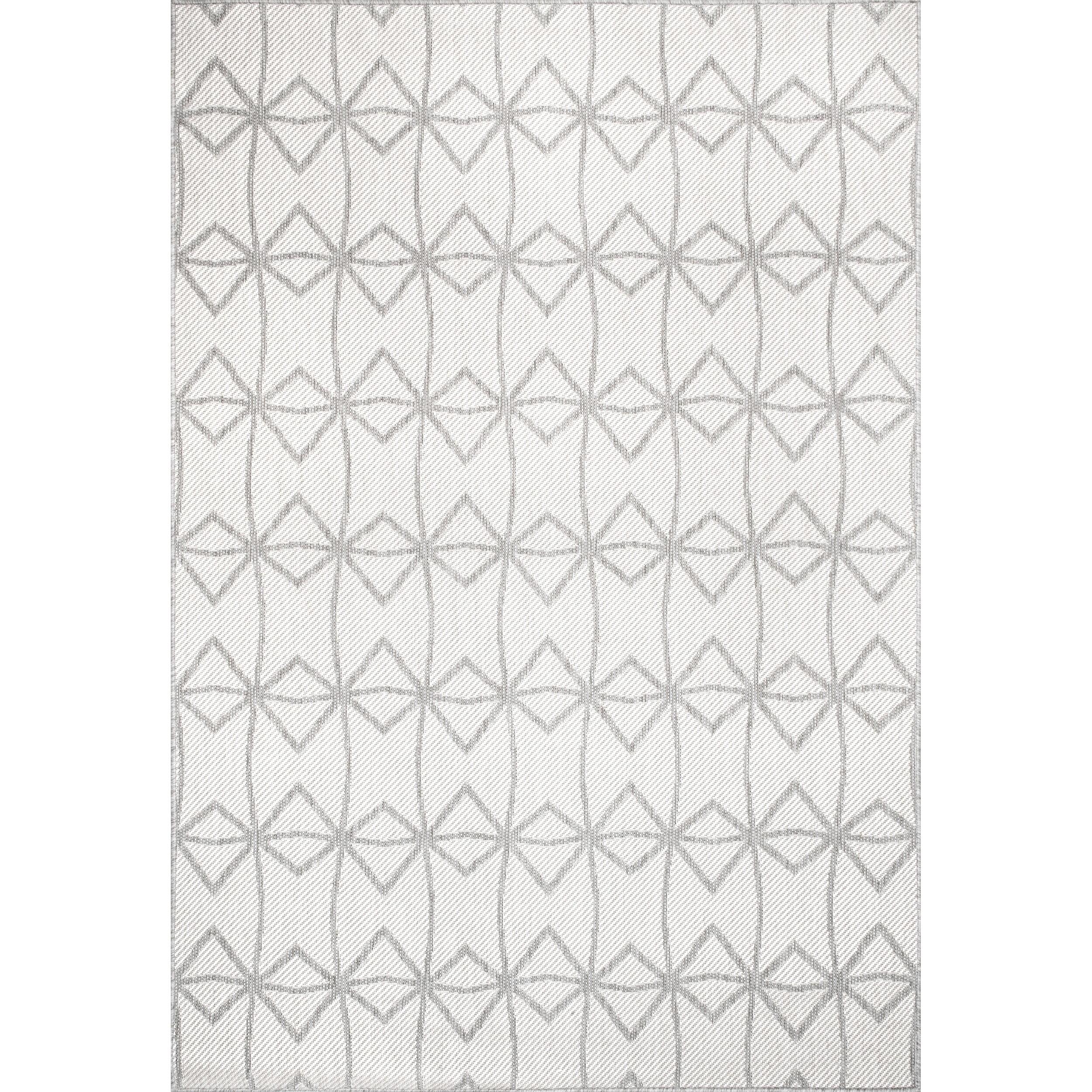 Modern Light Gray Geometric Flat Woven 5'x8' Indoor/Outdoor Rug