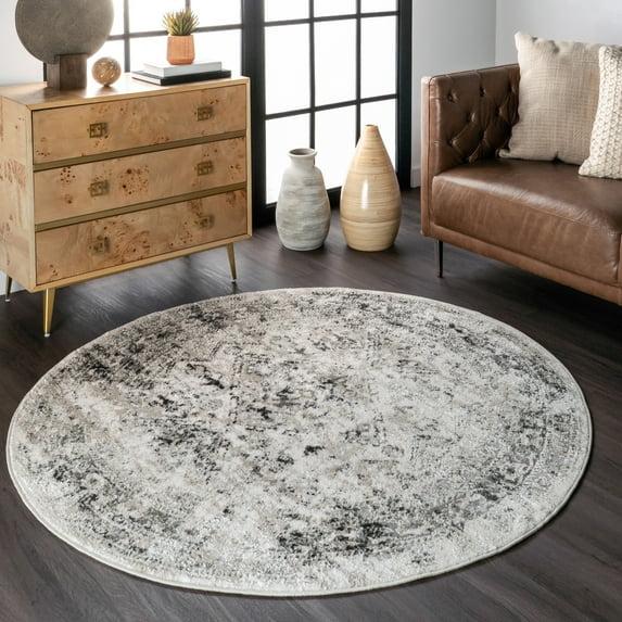Nuloom Madisson Medallion 8 Round Indoor Area Rug for Living Room Bedroom Dining Room Kitchen, Grey/Ivory