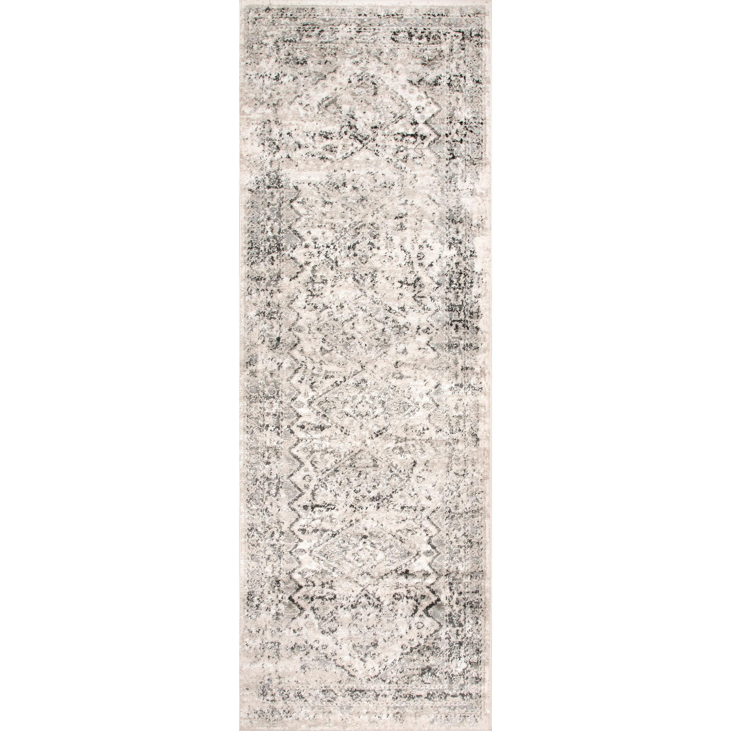 Nuloom Madisson Medallion 2x8 Runner Indoor Area Rug for Living Room Bedroom Dining Room Entryway Hallway Kitchen, Grey/Ivory