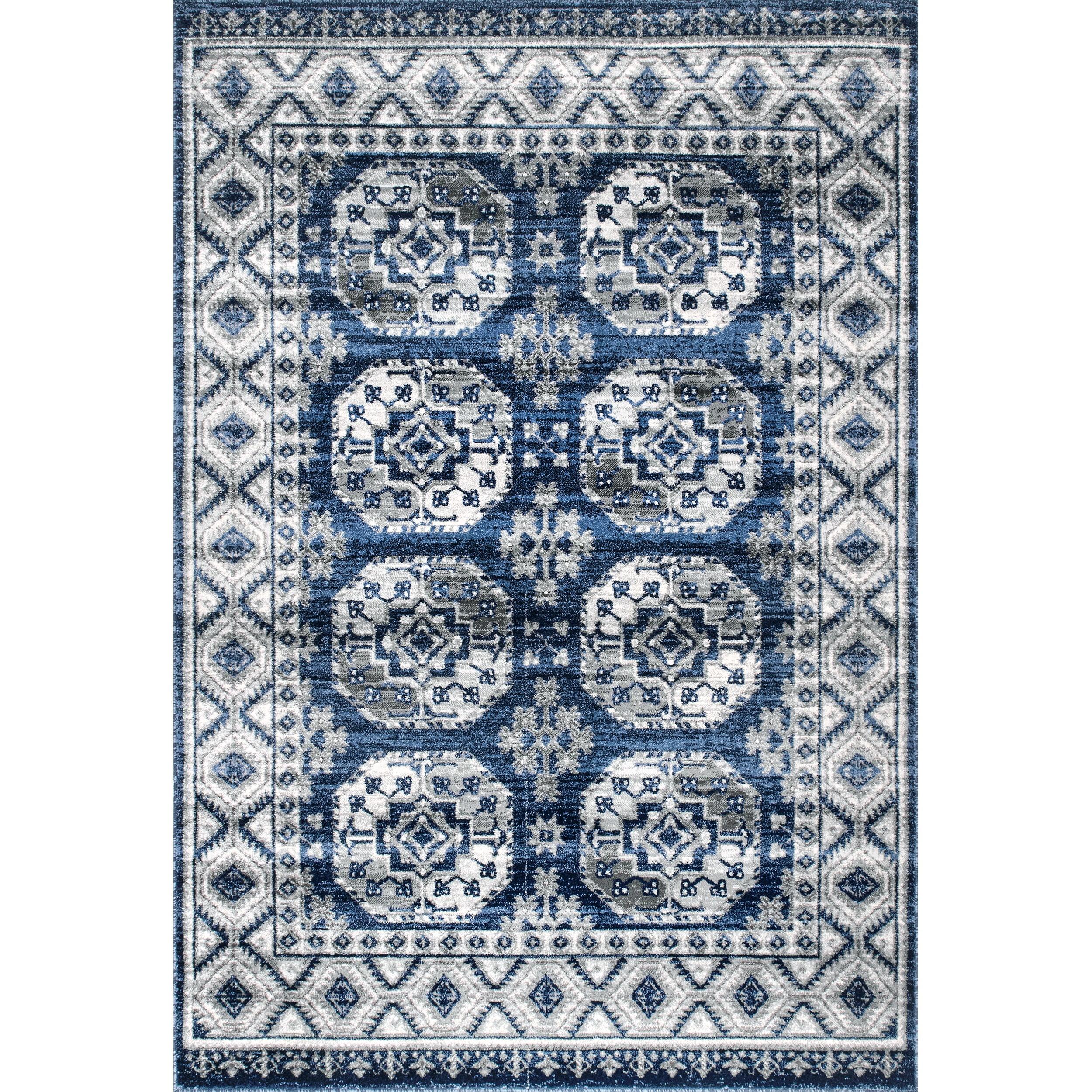 Nuloom Shea Oriental/Persian 5x7 Indoor Area Rug for Living Room Bedroom Dining Room Kitchen, Blue/Ivory