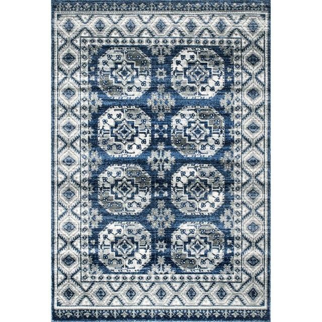 Nuloom Shea Oriental/Persian 5x7 Indoor Area Rug for Living Room Bedroom Dining Room Kitchen, Blue/Ivory