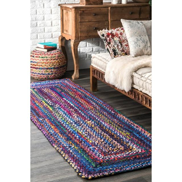 Nuloom Tammara Bohemian Hand Braided Indoor Area Rug, Runner 2' 6" x 10', Blue
