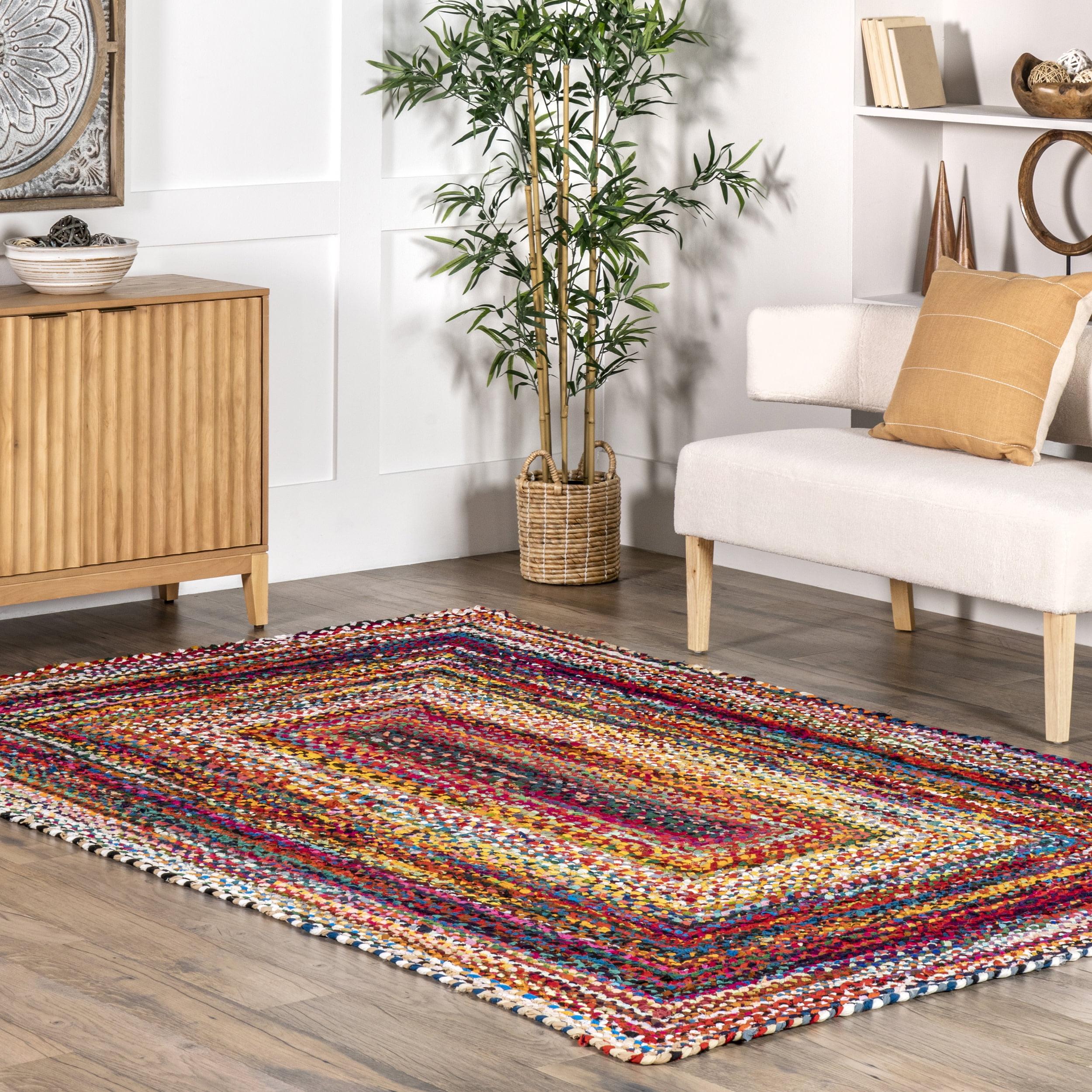 Handmade Multicolor Braided Cotton Area Rug 9' x 12'