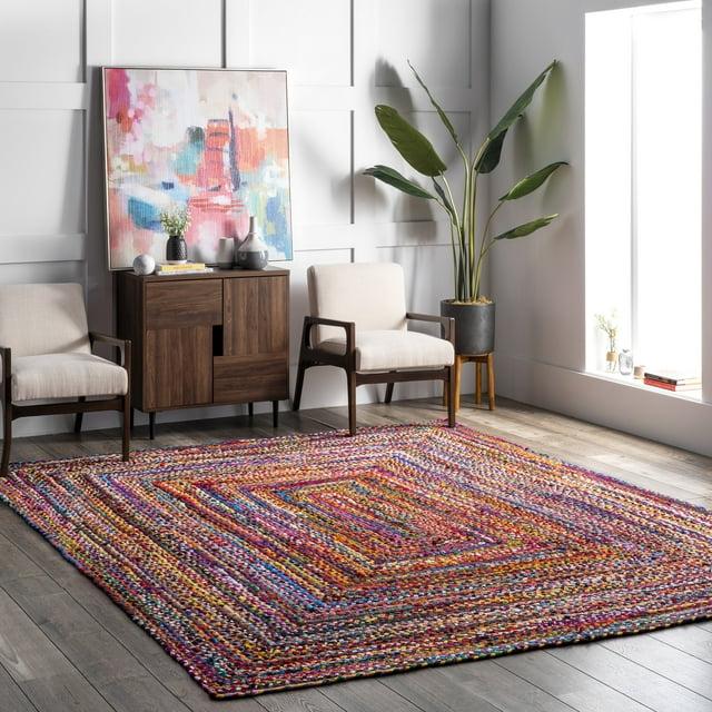 Nuloom Tammara Bohemian Hand Braided Indoor Area Rug, Square 5', Multi