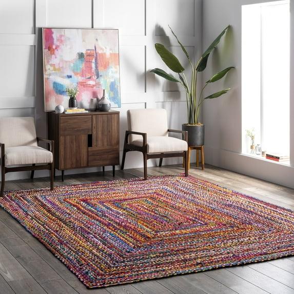 Nuloom Tammara Bohemian Hand Braided Indoor Area Rug, Square 5', Multi