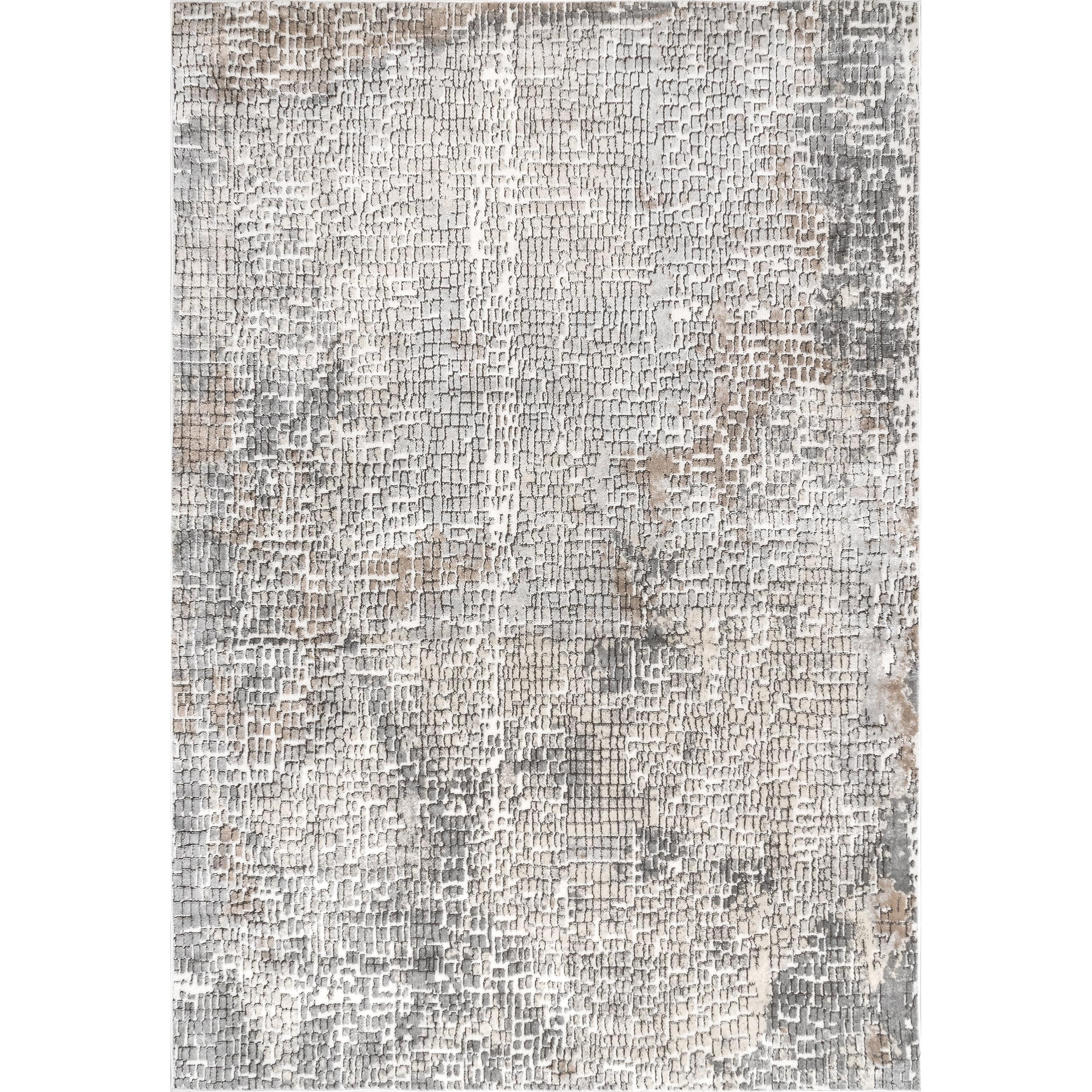 Contemporary Abstract Tile 7x9 Beige Synthetic Area Rug