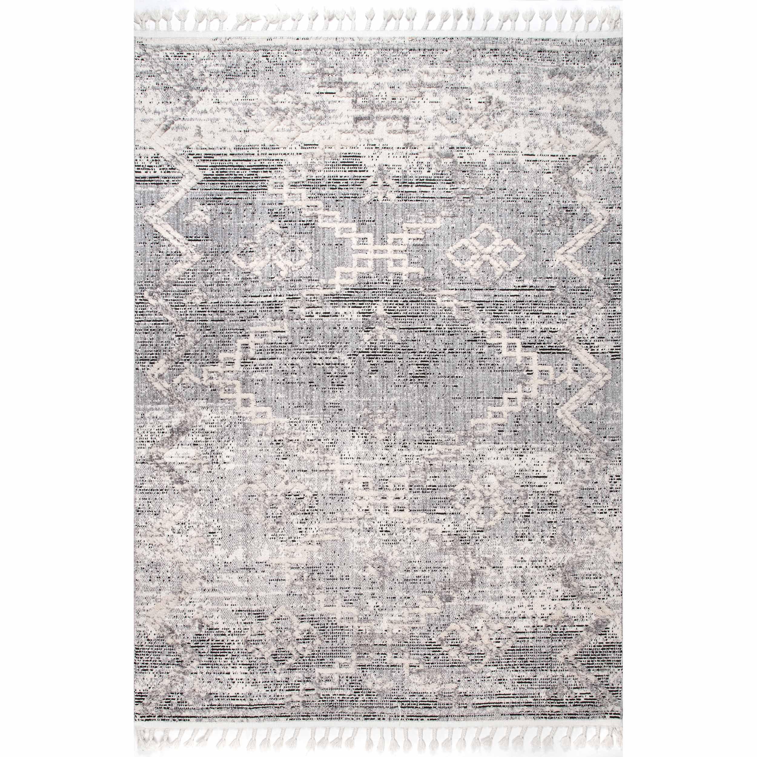 Nuloom Roxy Textured Diamond Tassel Indoor Area Rug, Gray, 3'x5'
