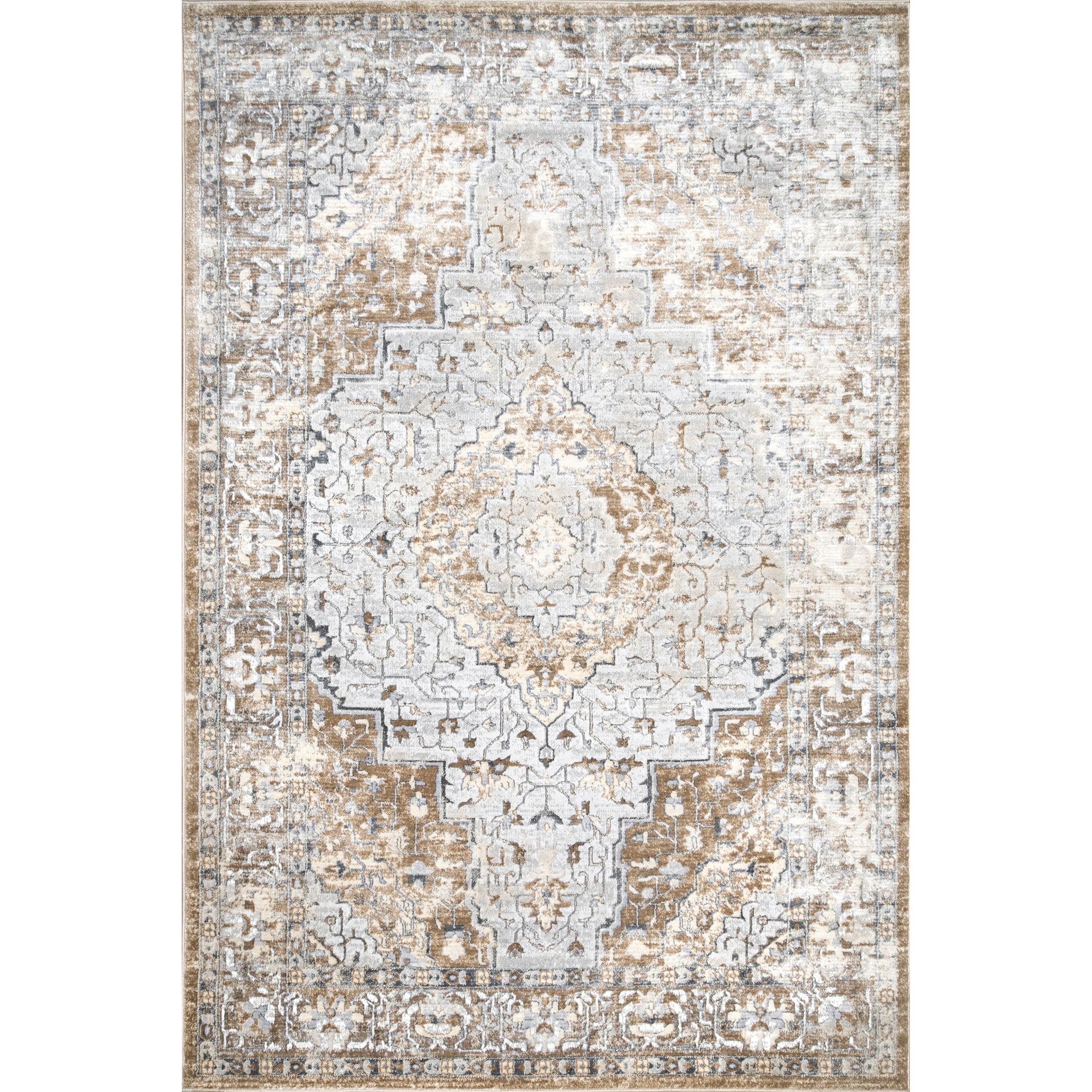 Vintage Medallion Thea 9' x 12' Beige Synthetic Area Rug