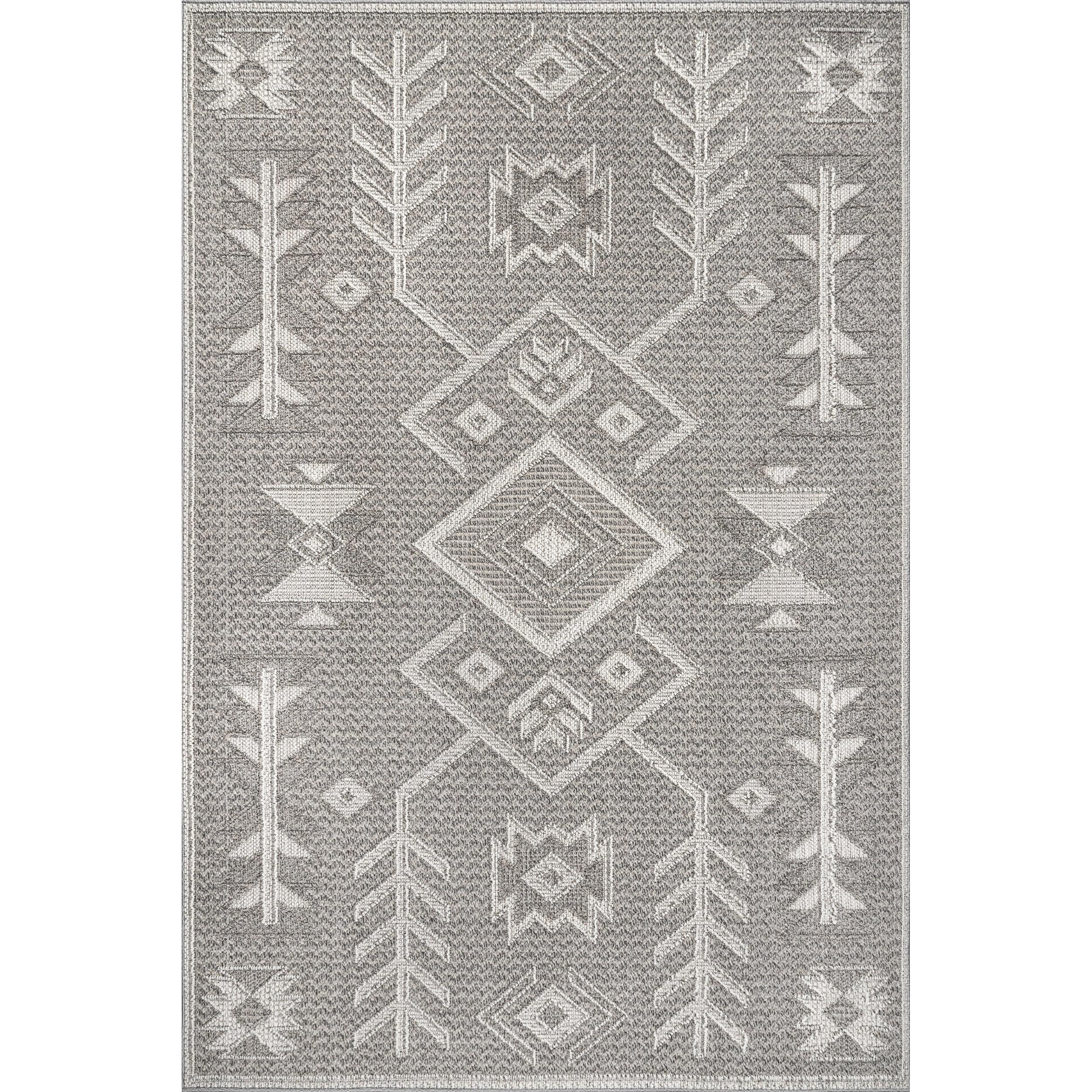 Cozy Haven Textured Southwestern 5'3" x 7'6" Synthetic Area Rug in Gray