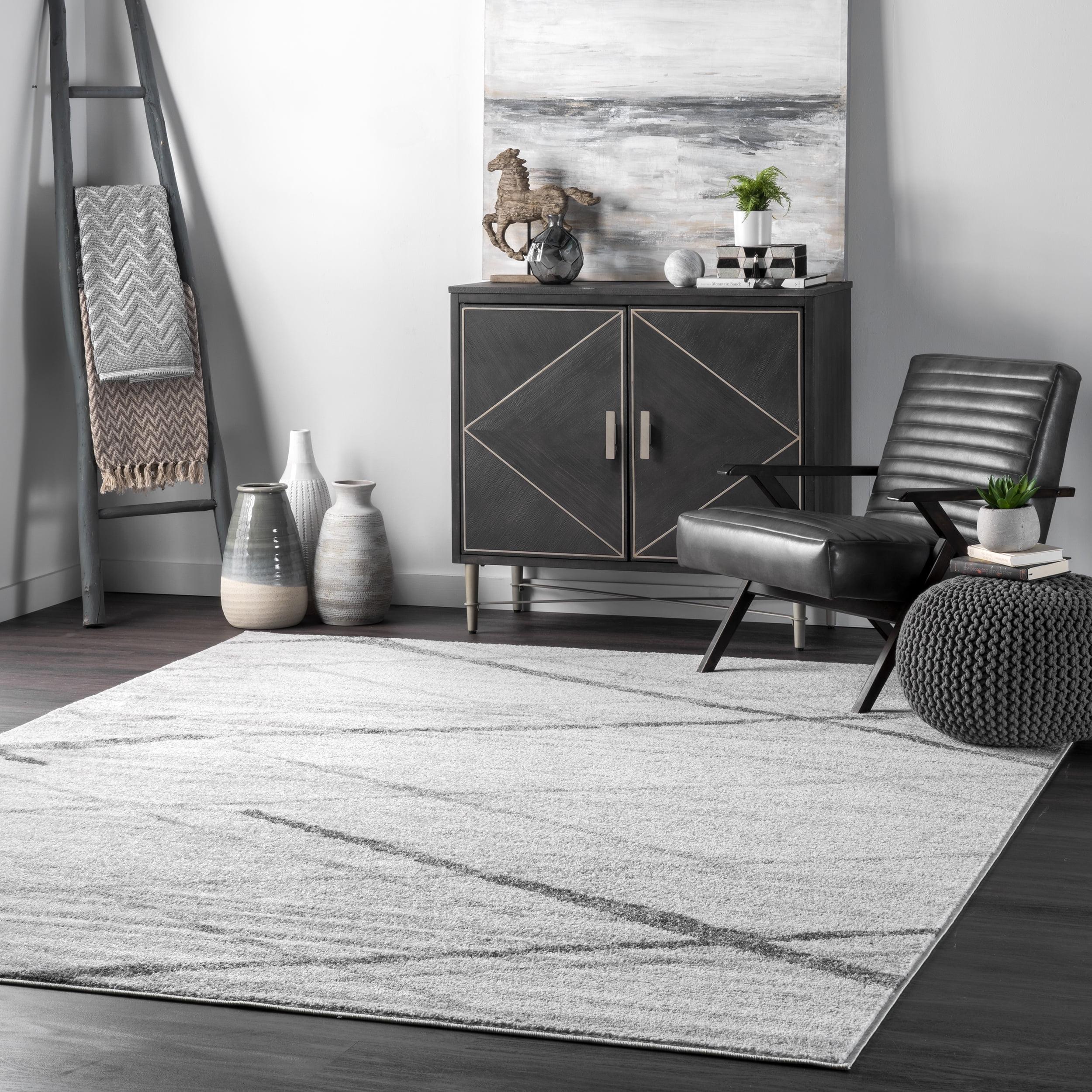 Nuloom 5x8 Thigpen Contemporary Indoor Area Rug, Grey, Abstract Lines, Non-Slip Backing, Stain Resistant, Bedroom Living Room, Kitchen