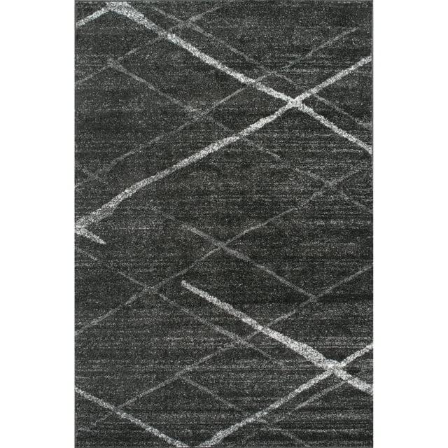 Nuloom 2x3 Thigpen Contemporary Indoor Area Rug, Charcoal, Abstract Lines, Non-Slip Backing, Stain Resistant, Bedroom Living Room, Kitchen