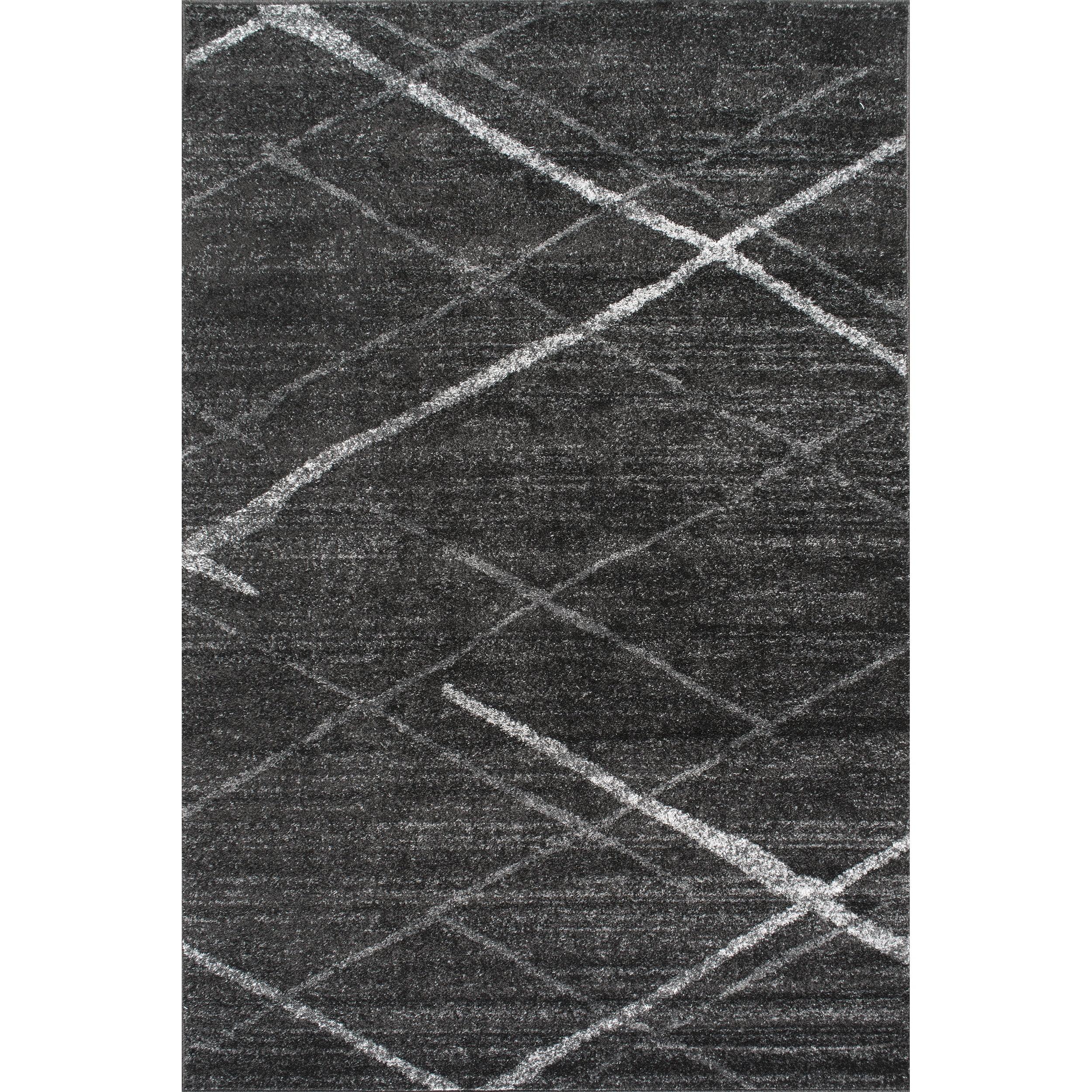 Nuloom 4 Square Thigpen Contemporary Indoor Area Rug, Charcoal, Abstract Lines, Non-Slip Backing, Stain Resistant, Bedroom Living Room, Kitchen
