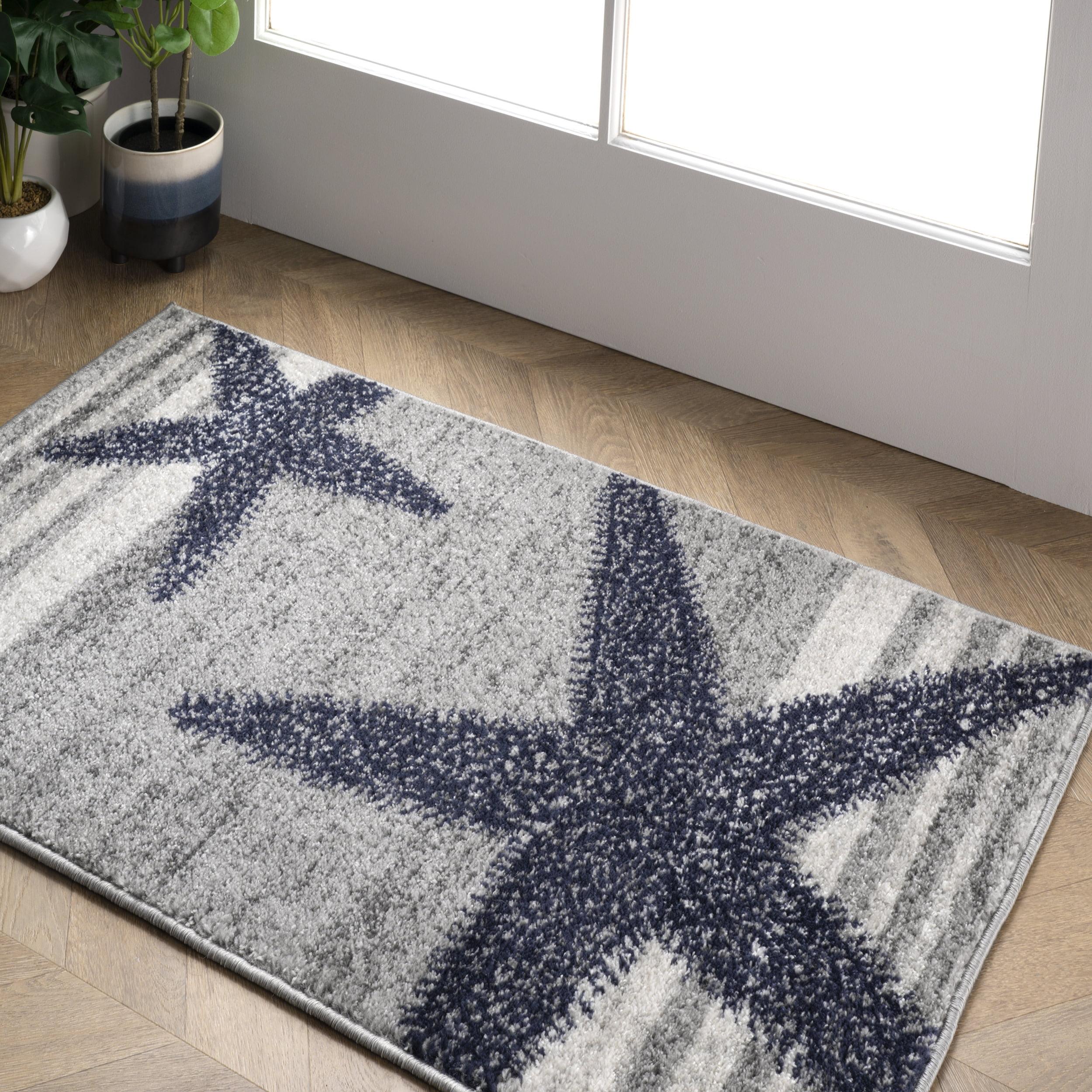 Thomas Paul Starfish and Striped Gray Rug