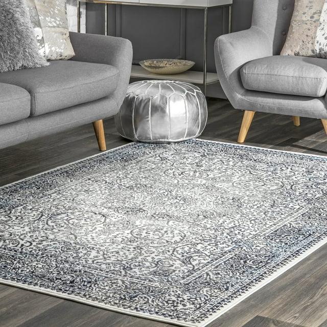 Nuloom Delores Oriental/Persian 9x12 Indoor Area Rug for Living Room Bedroom Dining Room Kitchen, Blue/Ivory