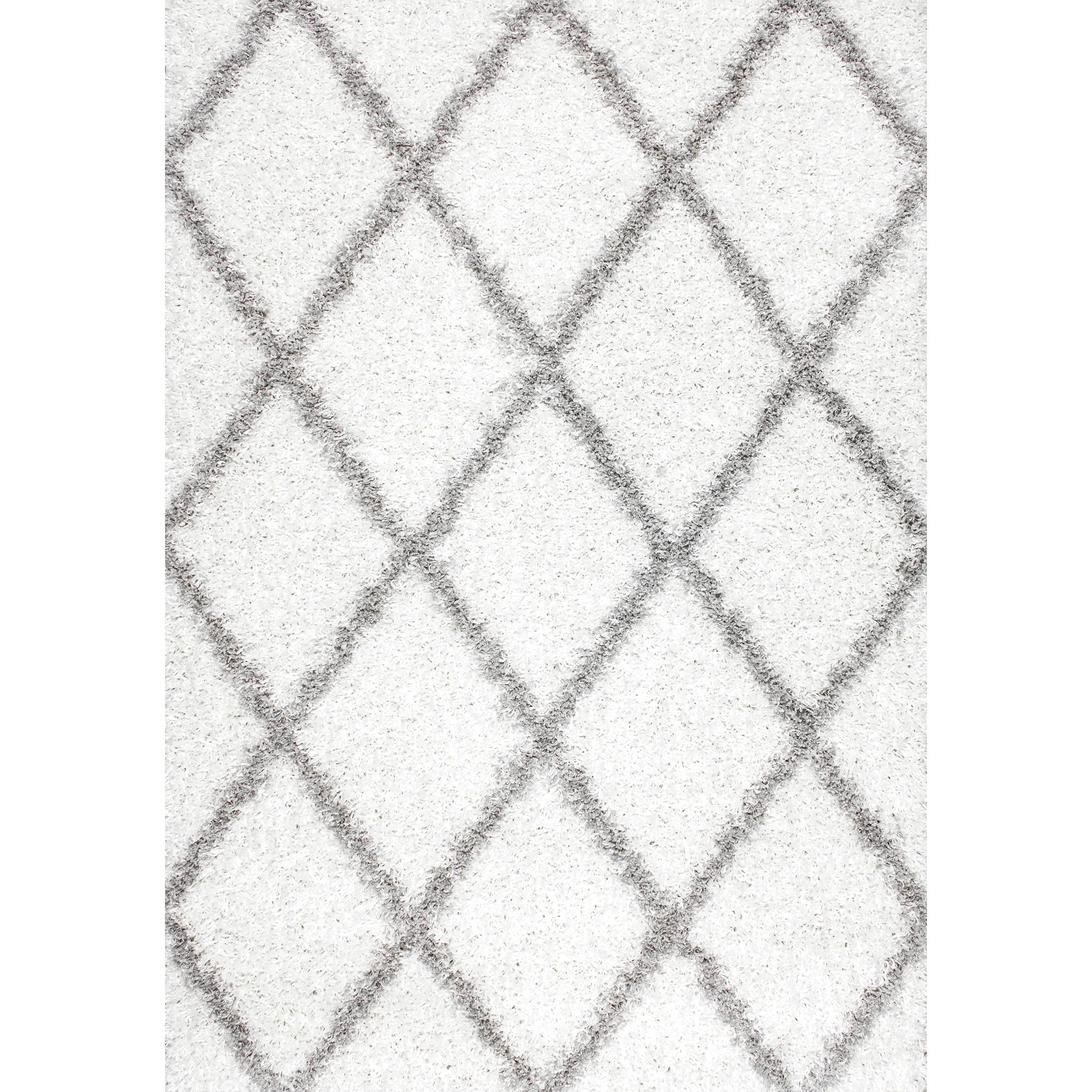 nuLOOM Trellis Cozy Soft & Plush Shag Area Rug, 6' 7" x 9', White