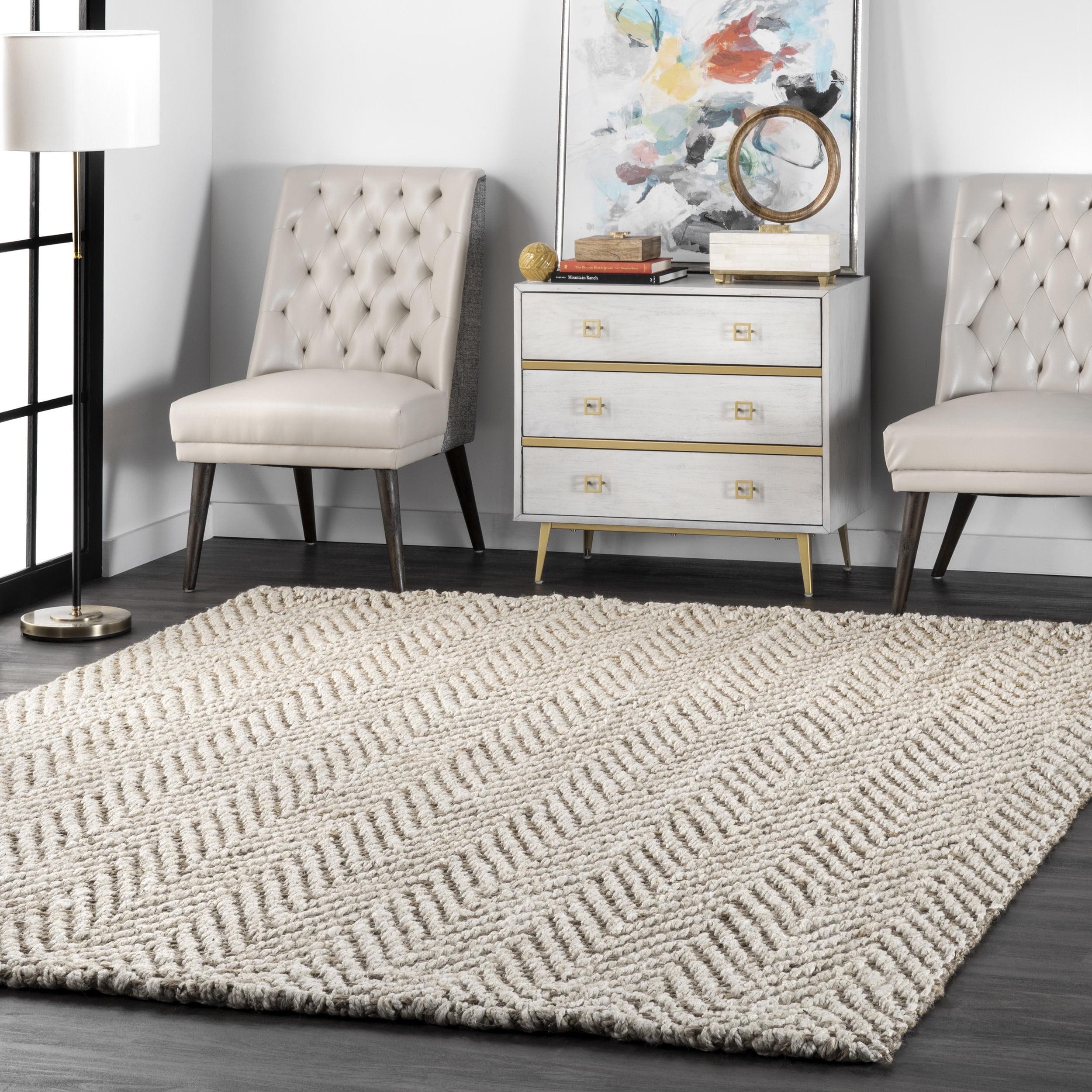 Vania Off-White Chevron Handmade Cotton 5' x 8' Area Rug