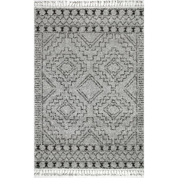 nuLOOM Vasiliki Moroccan Shag Tasseled Area Rug, 7' 10" x 10', Gray