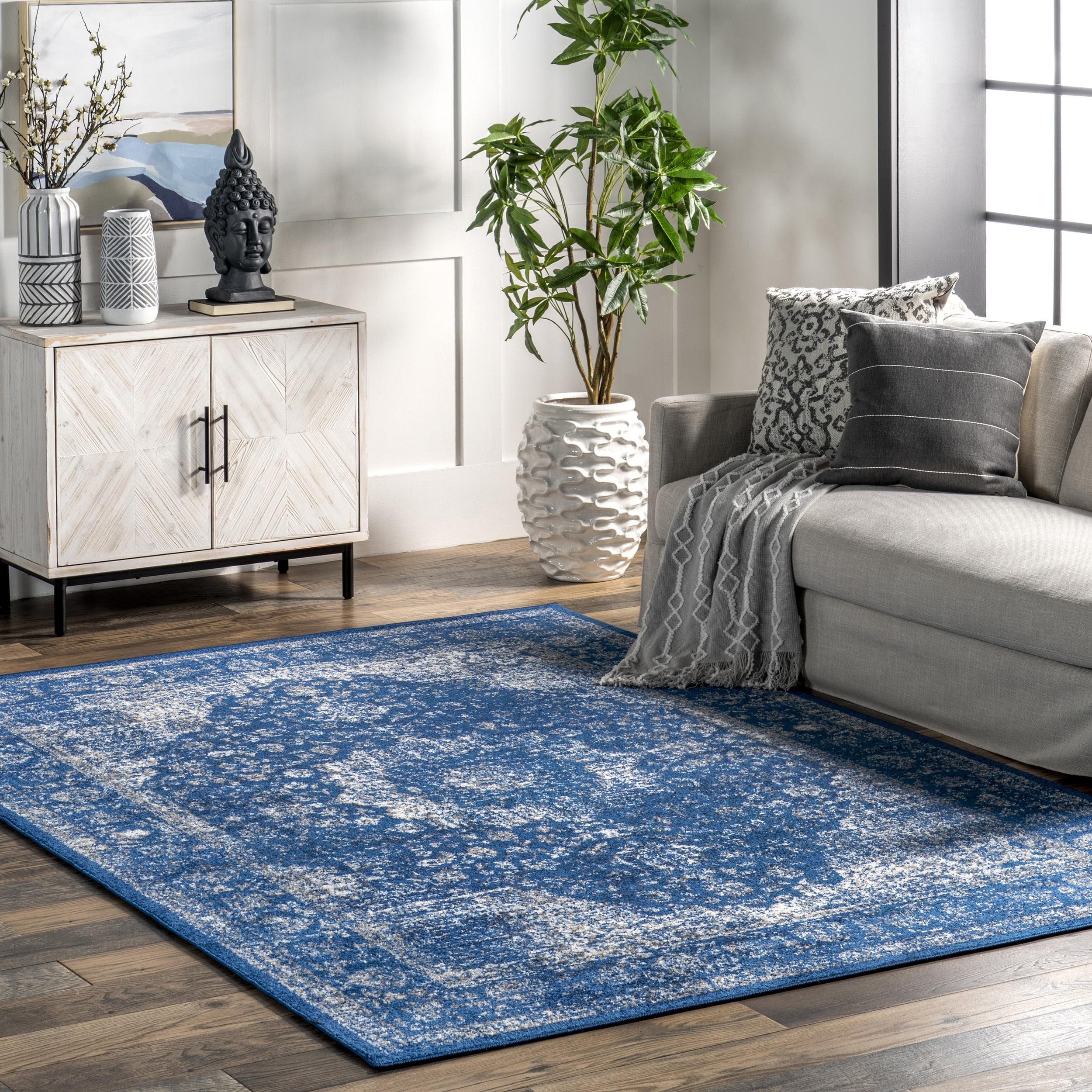 Elysian Dark Blue Synthetic 34" Reversible Area Rug