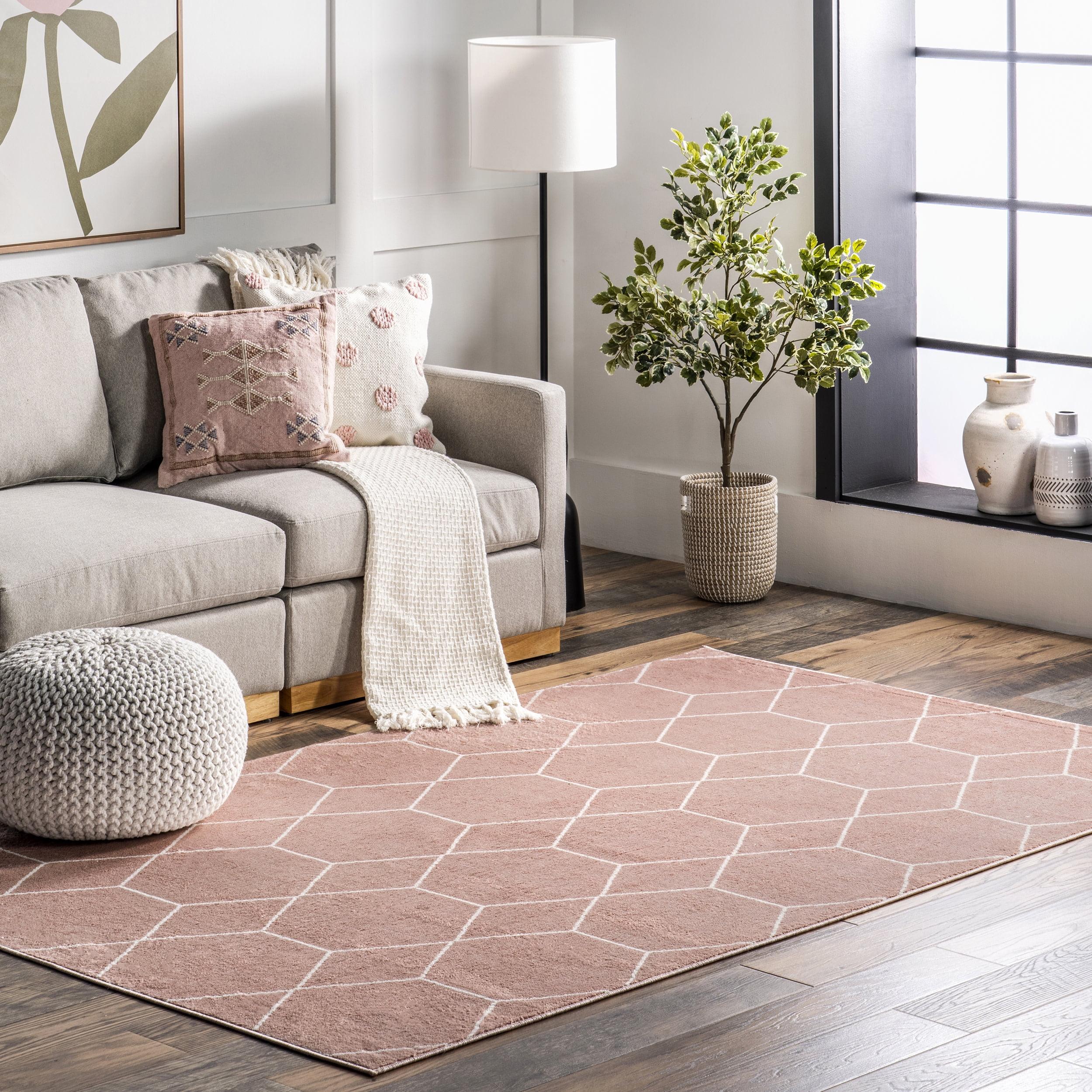 Nuloom Veronica Geometric 4x6 Indoor Area Rug for Living Room Bedroom Dining Room, Pink