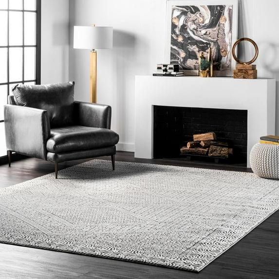 Nuloom Exie Medallion 12x15 Indoor Area Rug for Living Room Bedroom Dining Room Kitchen, Grey/Ivory