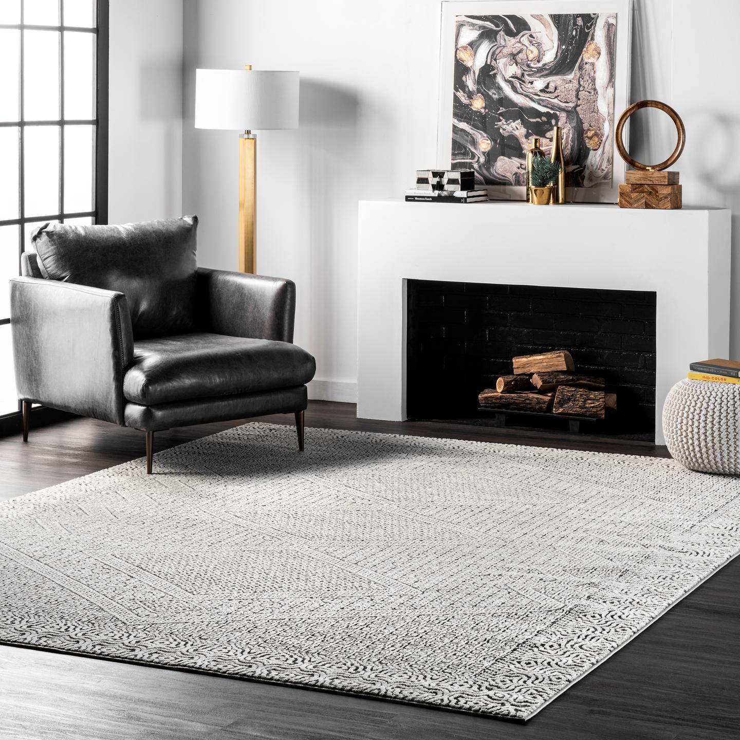 Nuloom Exie Medallion 8x10 Indoor Area Rug for Living Room Bedroom Dining Room Kitchen, Grey/Ivory