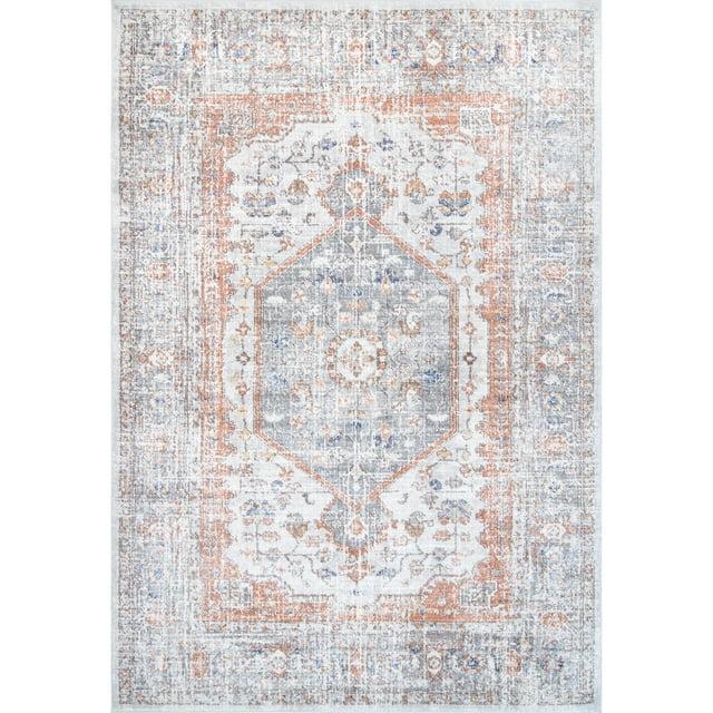 Nuloom Jacquie Medallion 9x12 Indoor Area Rug for Living Room Bedroom Dining Room Kitchen, Silver/Ivory