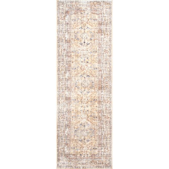 Nuloom Jacquie Oriental/Persian 2x8 Runner Indoor Area Rug for Living Room Bedroom Dining Room Entryway Hallway Kitchen, Gold/Ivory