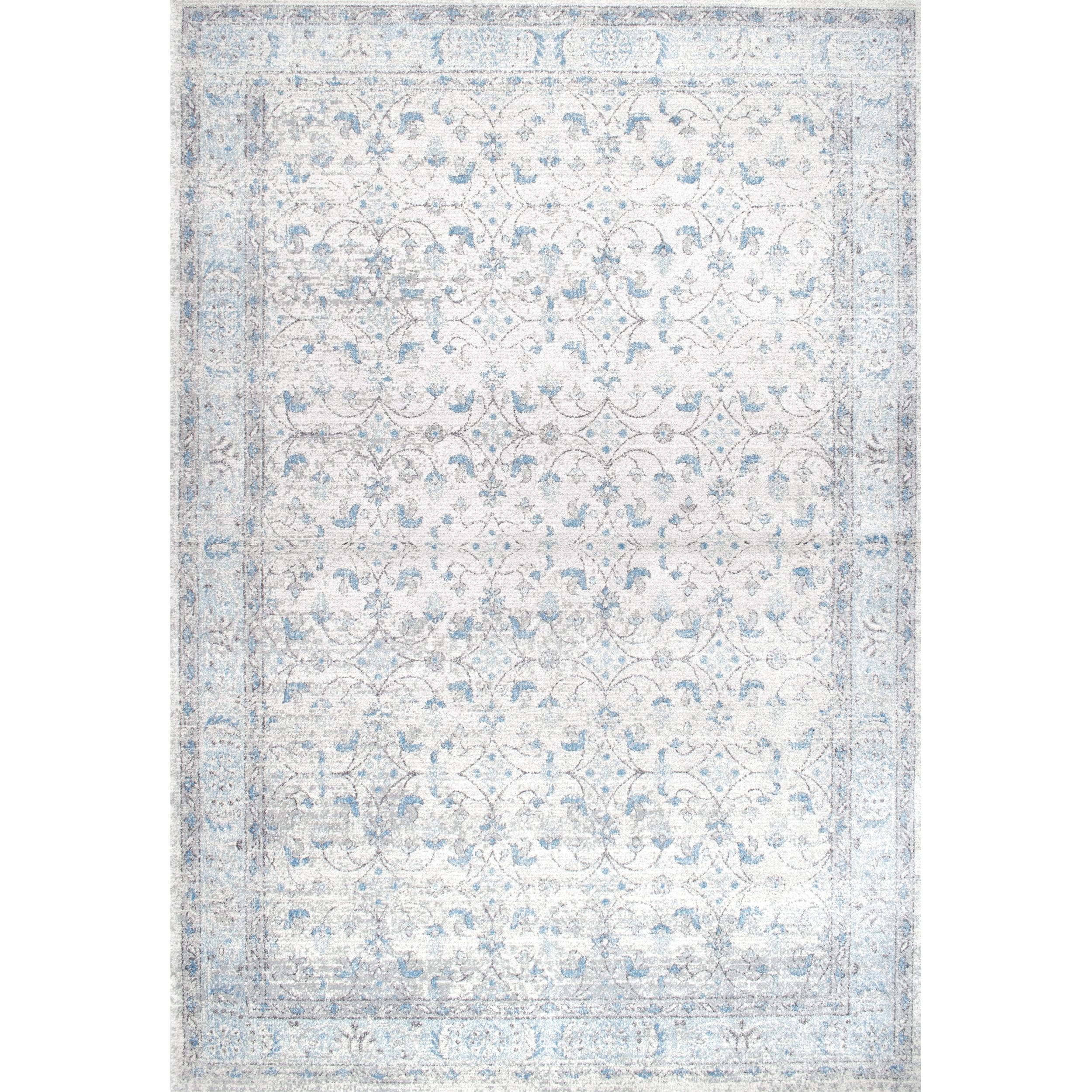 Aqua Blue Rectangular Synthetic Easy Care Area Rug