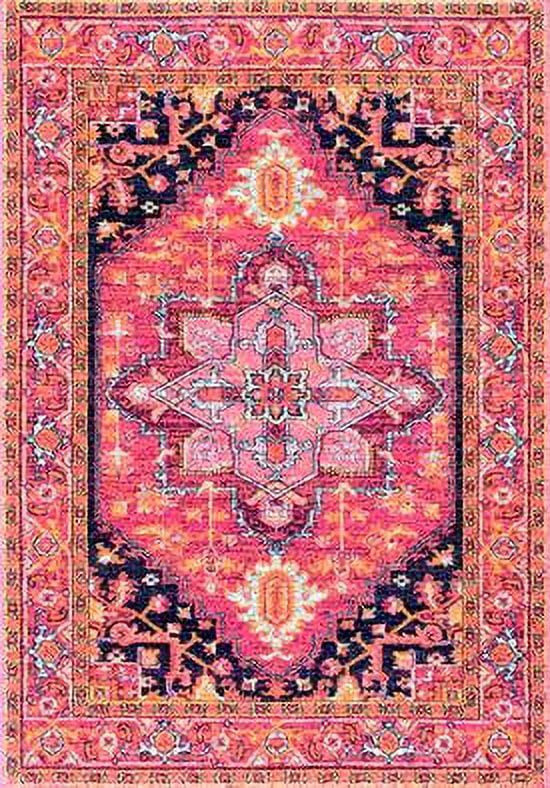 Reversible Pink Medallion 4' x 6' Synthetic Area Rug