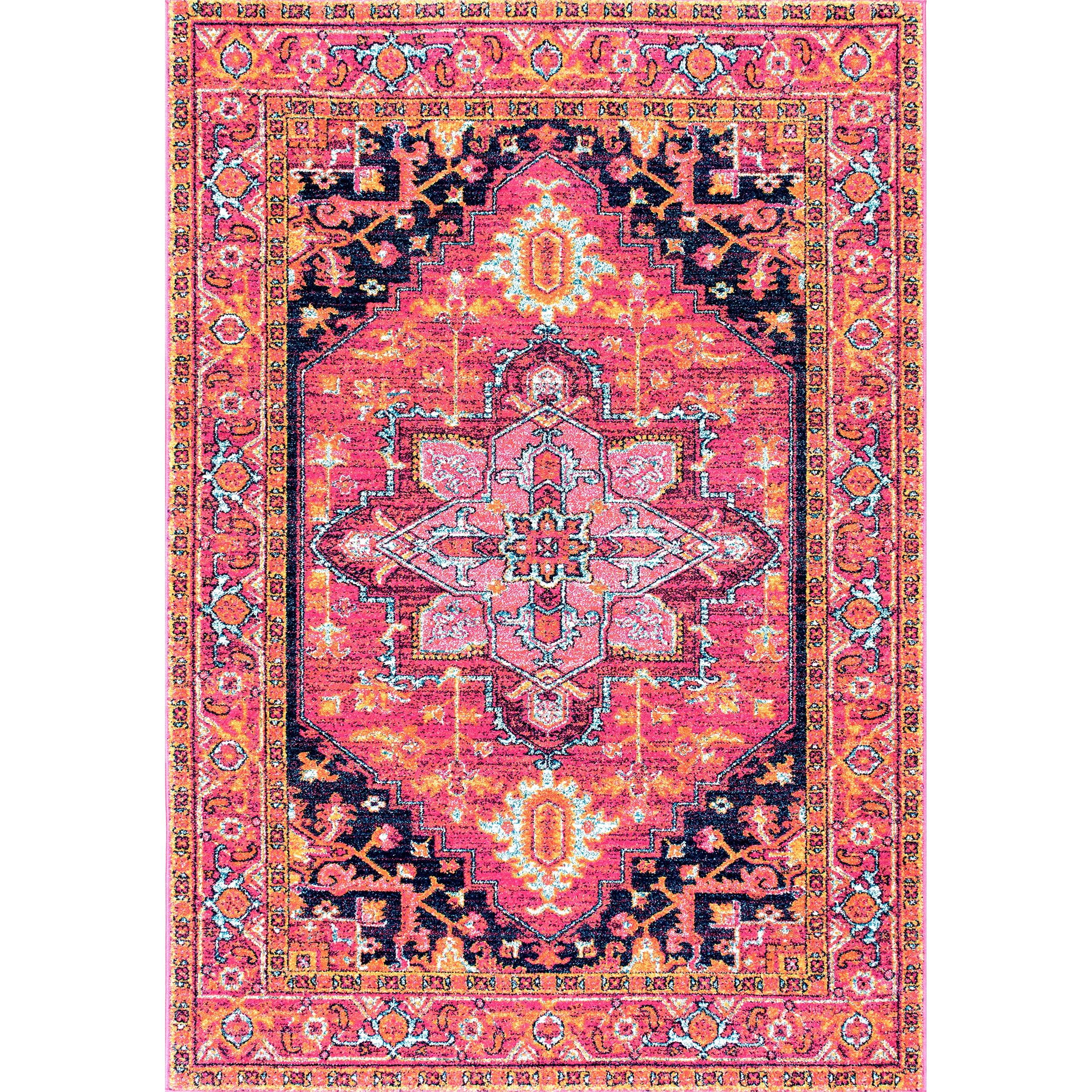 Reversible Pink Synthetic Medallion 8' x 10' Area Rug