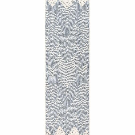 Dunham Abstract Indoor/Outdoor Area Rug for Living Room Patio Deck Front Porch Kitchen, Blue/Ivory