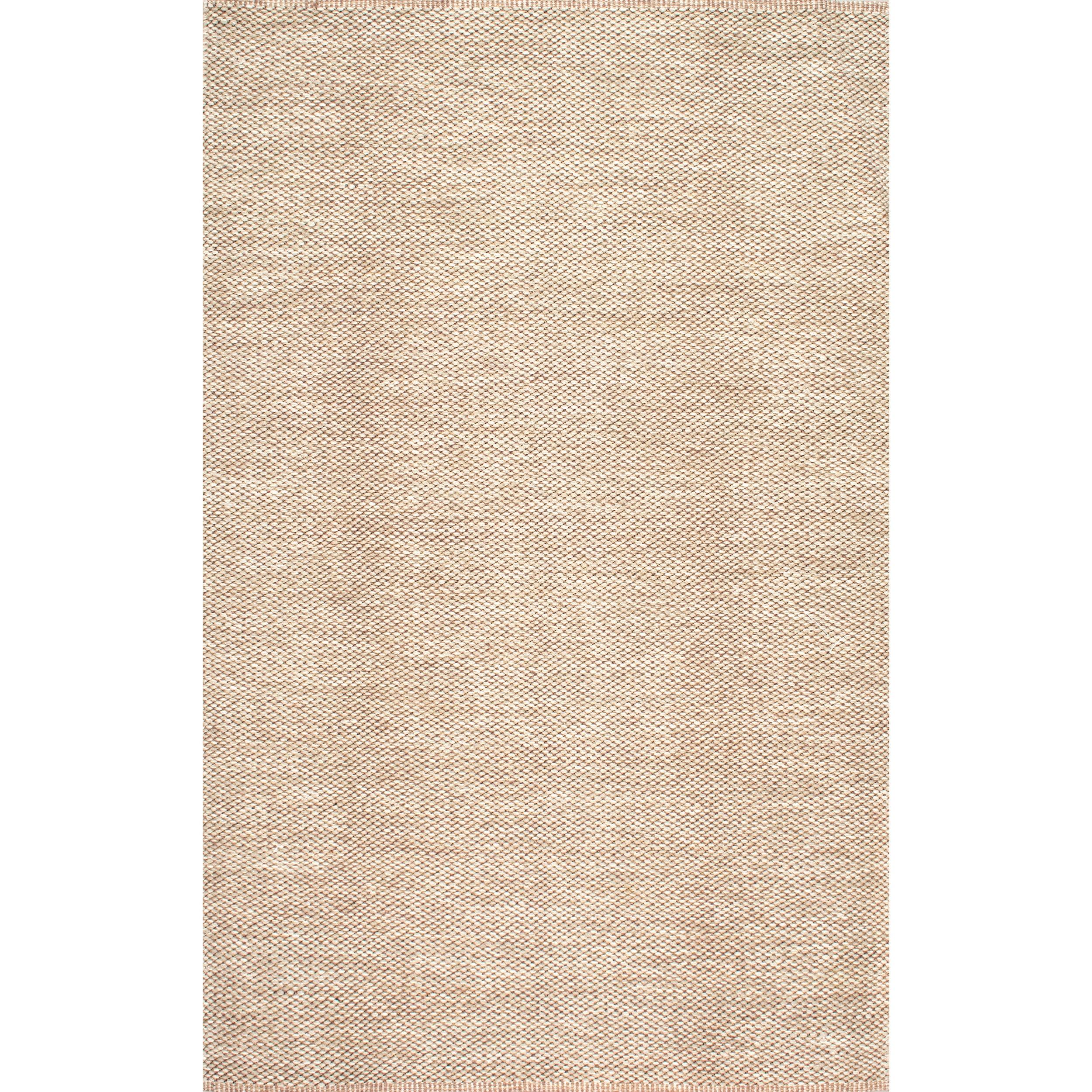 Handmade Beige Cotton Flat Woven Rectangular Rug, 3' x 5'