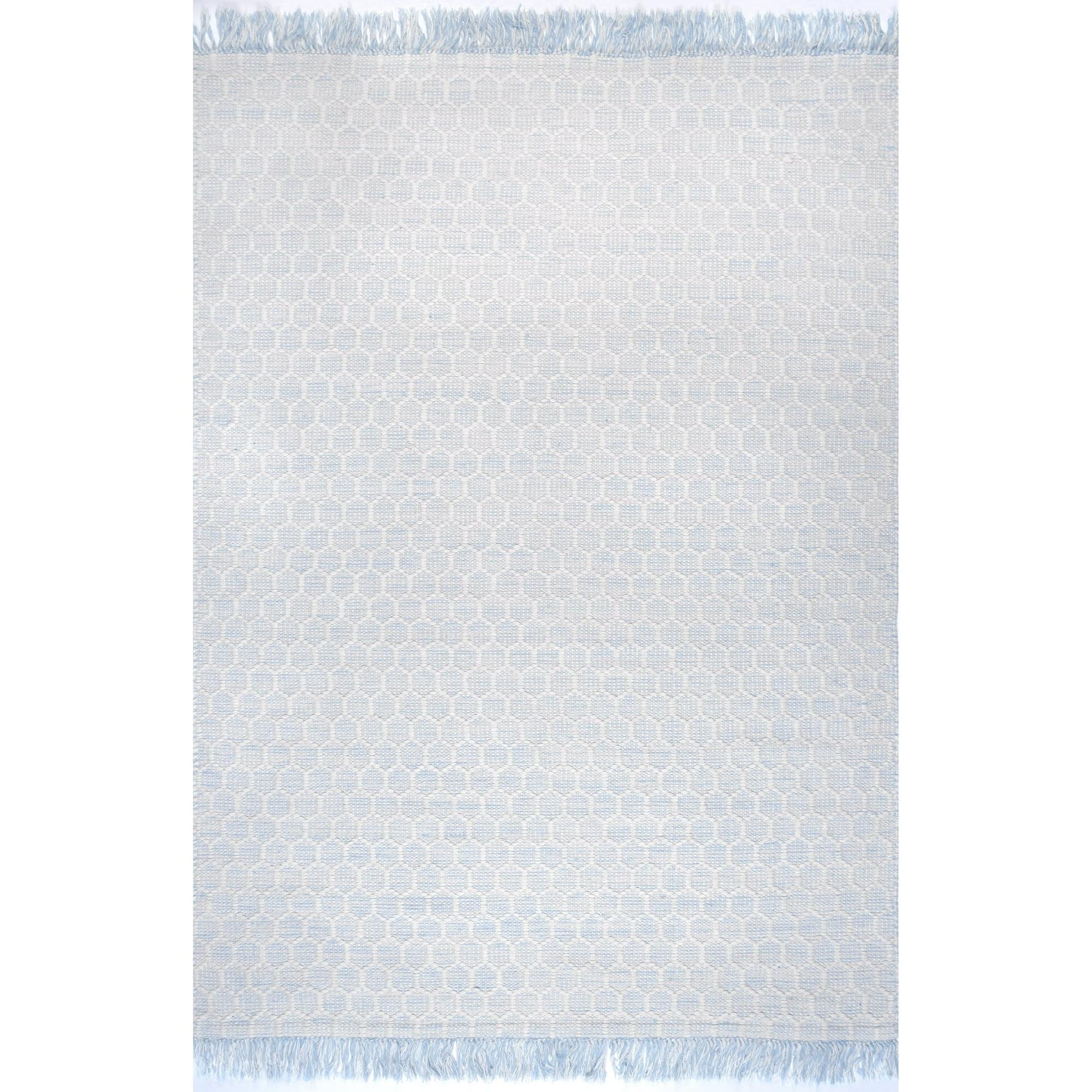 Nuloom Wylie Geometric 3x5 Wool Accent Indoor Area Rug for Living Room Bedroom Dining Room Entryway Kitchen, Baby Blue/Ivory