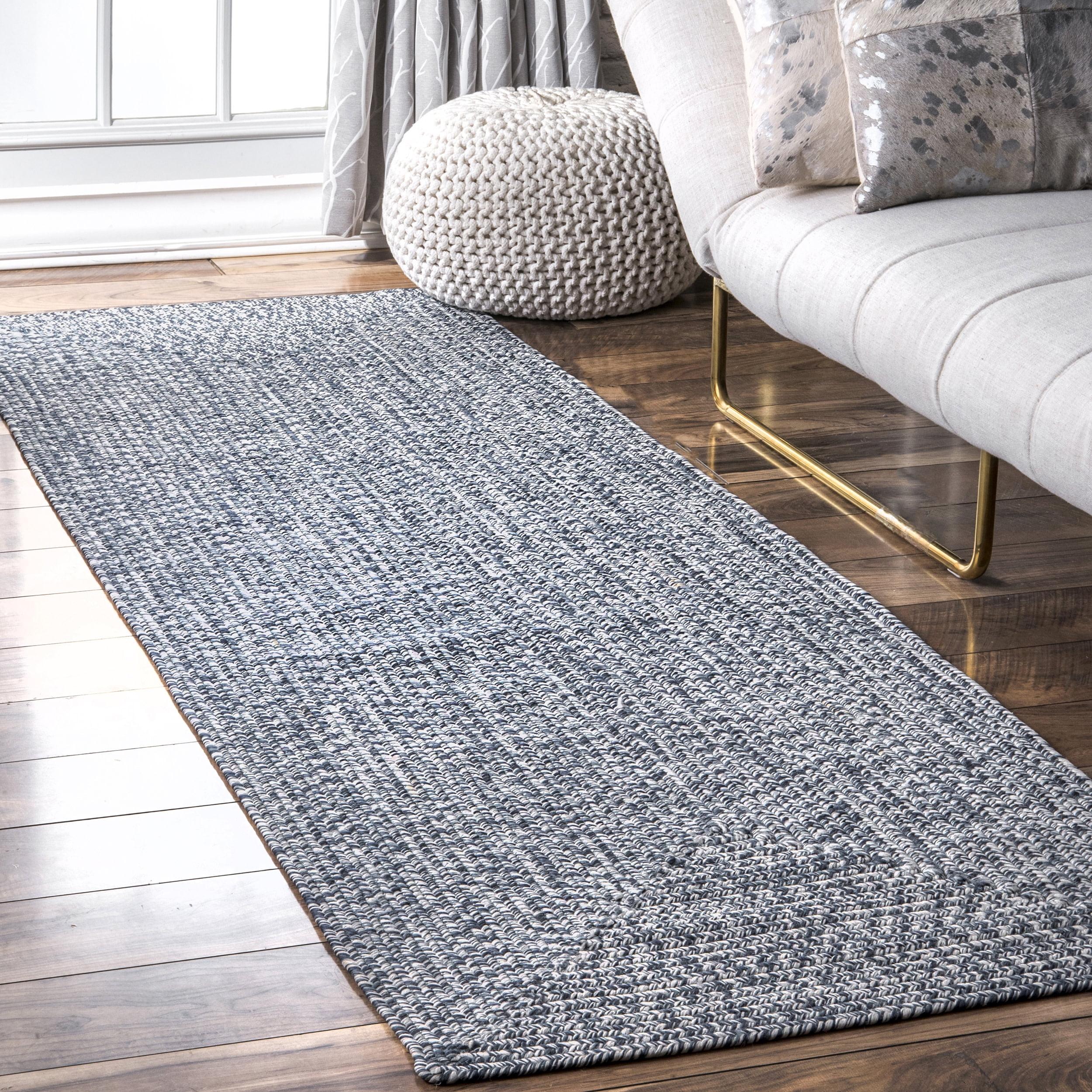 Handmade Braided Light Blue Indoor/Outdoor Runner Rug, 2' 6" x 8'