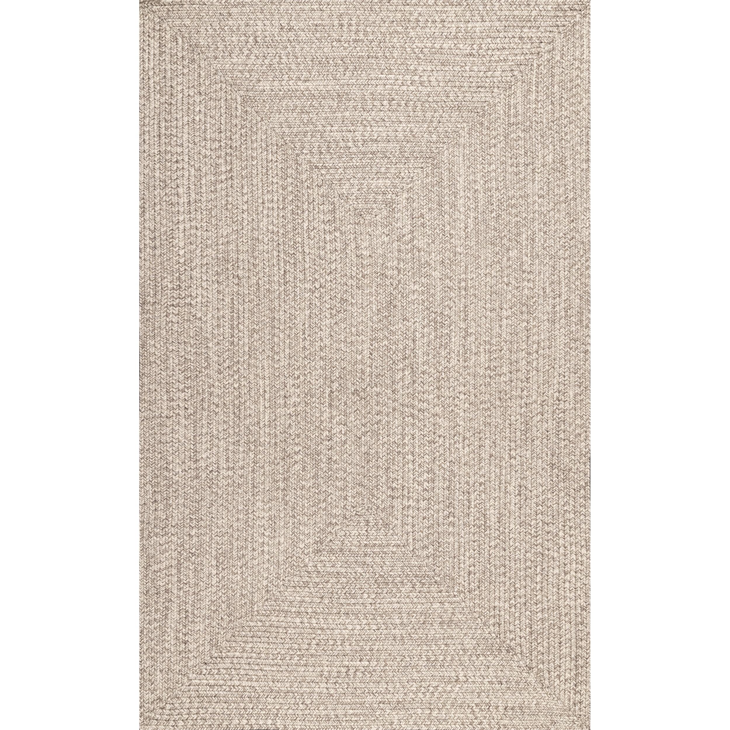 Tan Braided Oval Synthetic Indoor/Outdoor Rug, 3' x 5'