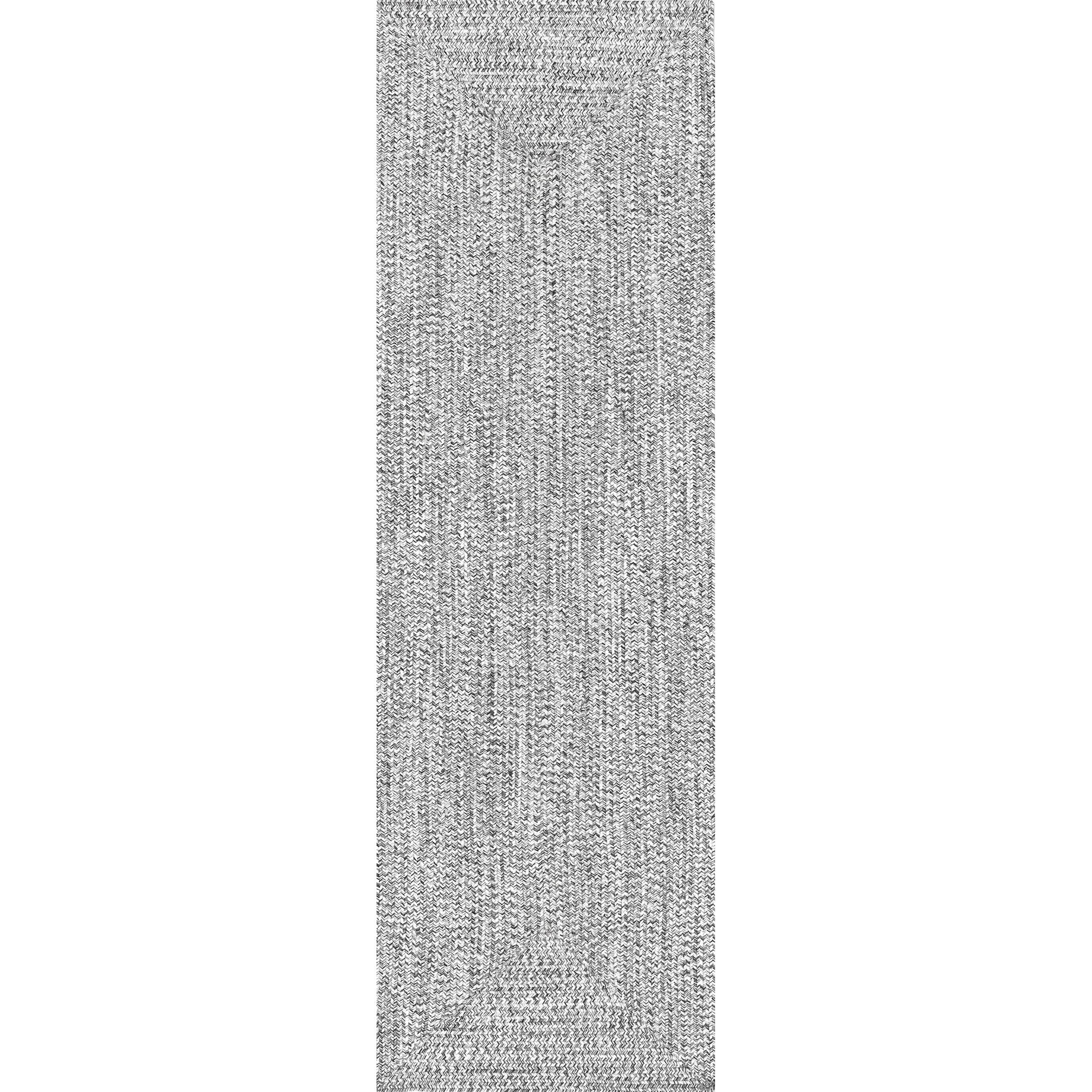 Salt & Pepper Braided 2'6" x 14' Synthetic Runner Rug